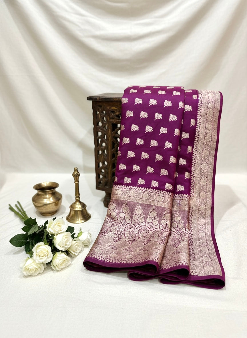 Handwoven Purple Banarasi Ahinsa Silk saree