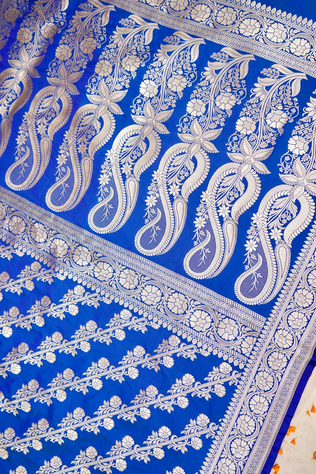ROYAL INDIGO BLUE BANARASI MASHRU KATAN SILK SAREE