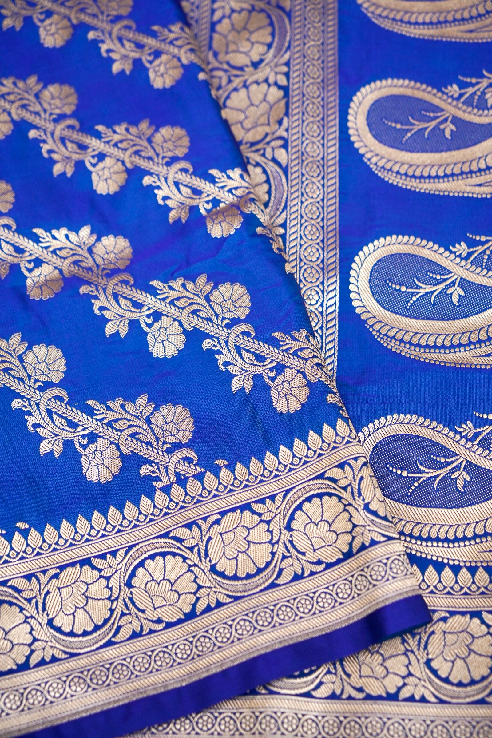 ROYAL INDIGO BLUE BANARASI MASHRU KATAN SILK SAREE