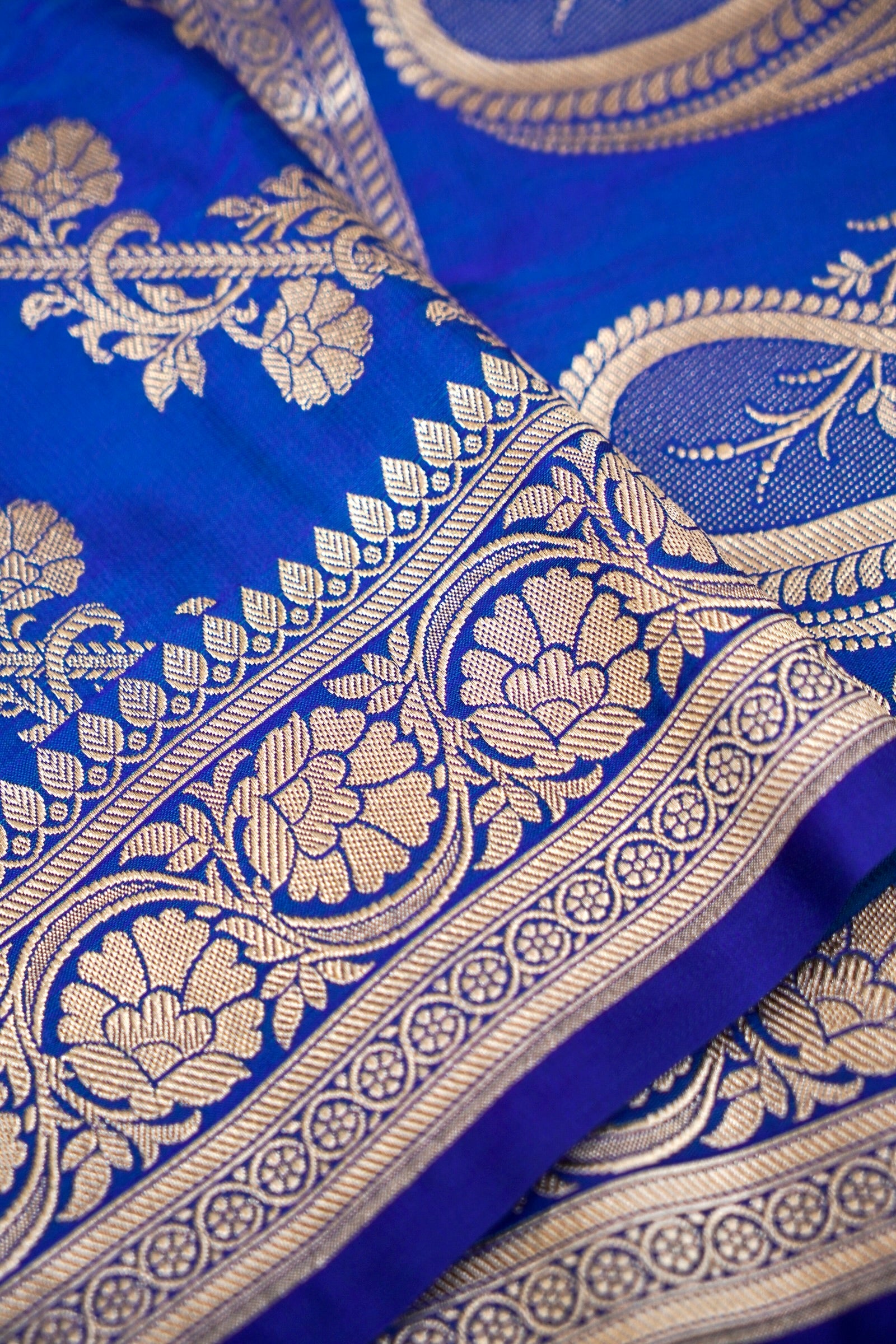 ROYAL INDIGO BLUE BANARASI MASHRU KATAN SILK SAREE