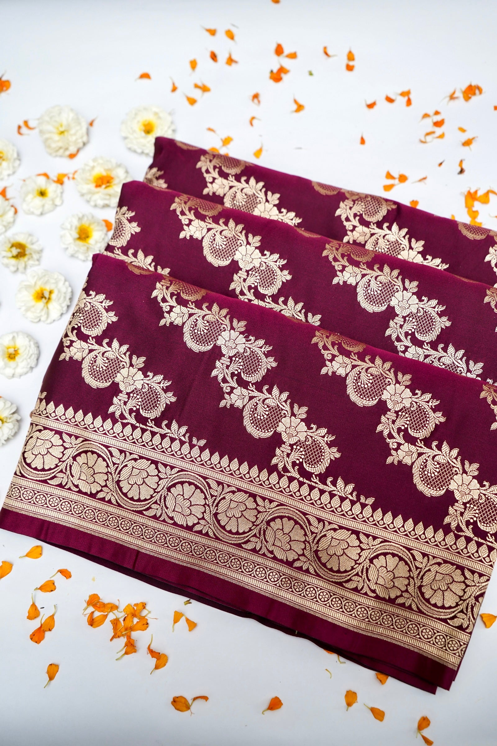 PLUM WINE BANARASI MASHRU KATAN SILK SAREE
