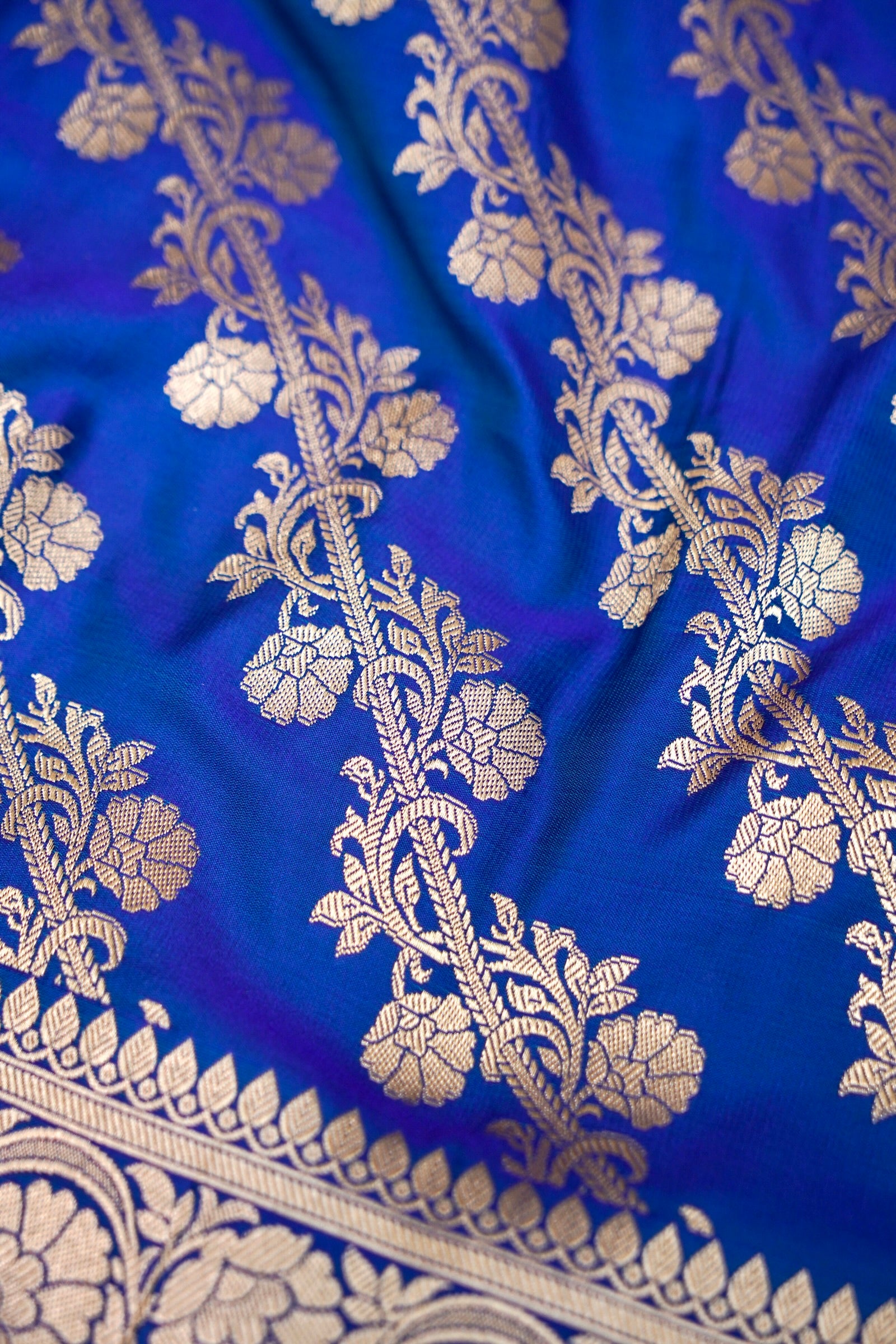 ROYAL INDIGO BLUE BANARASI MASHRU KATAN SILK SAREE