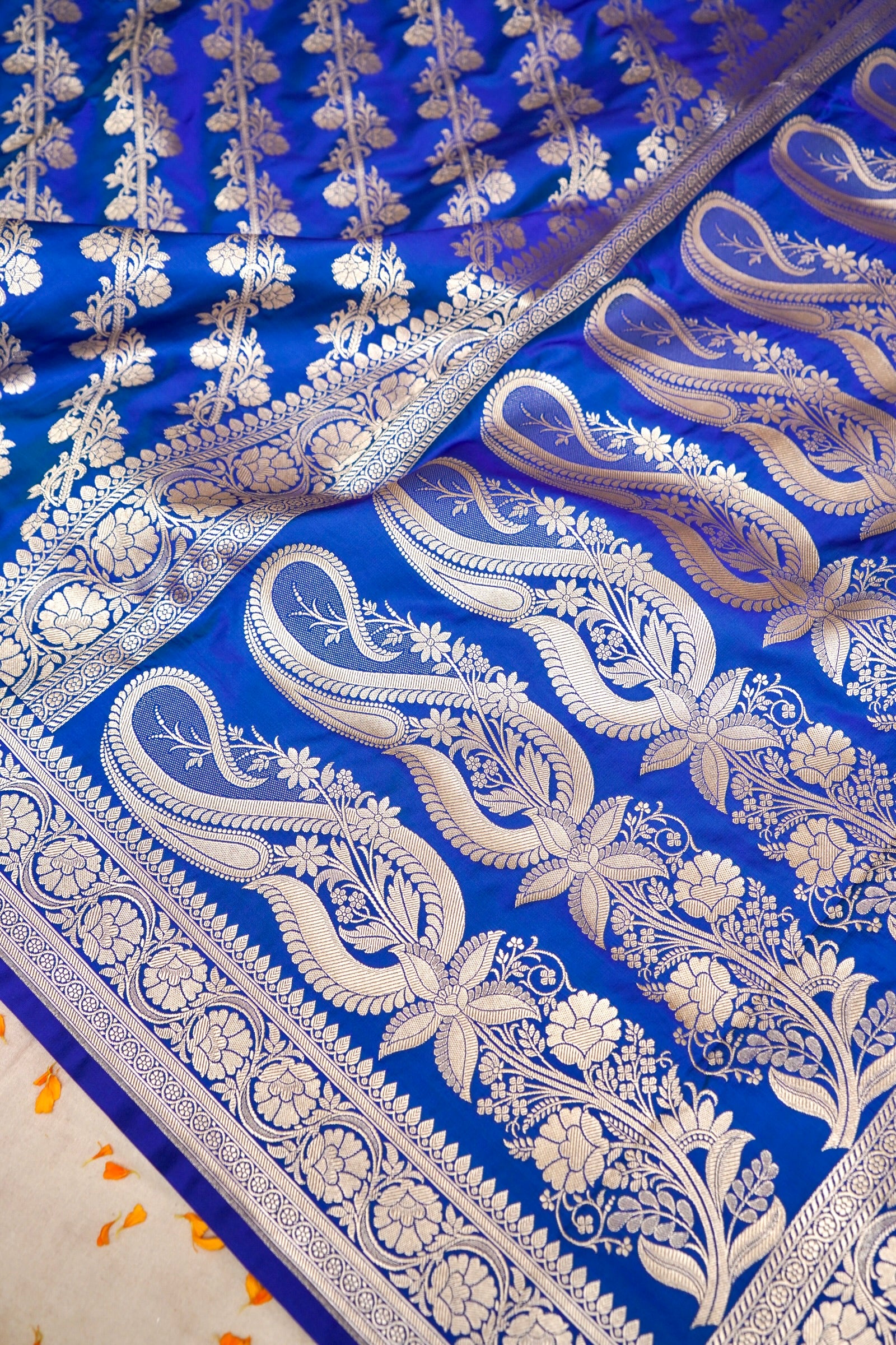 ROYAL INDIGO BLUE BANARASI MASHRU KATAN SILK SAREE