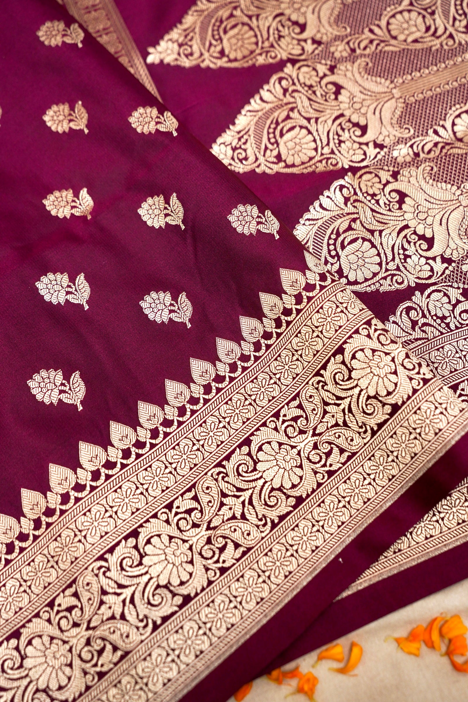 WINE BERRY BANARASI MASHRU KATAN SILK SAREE