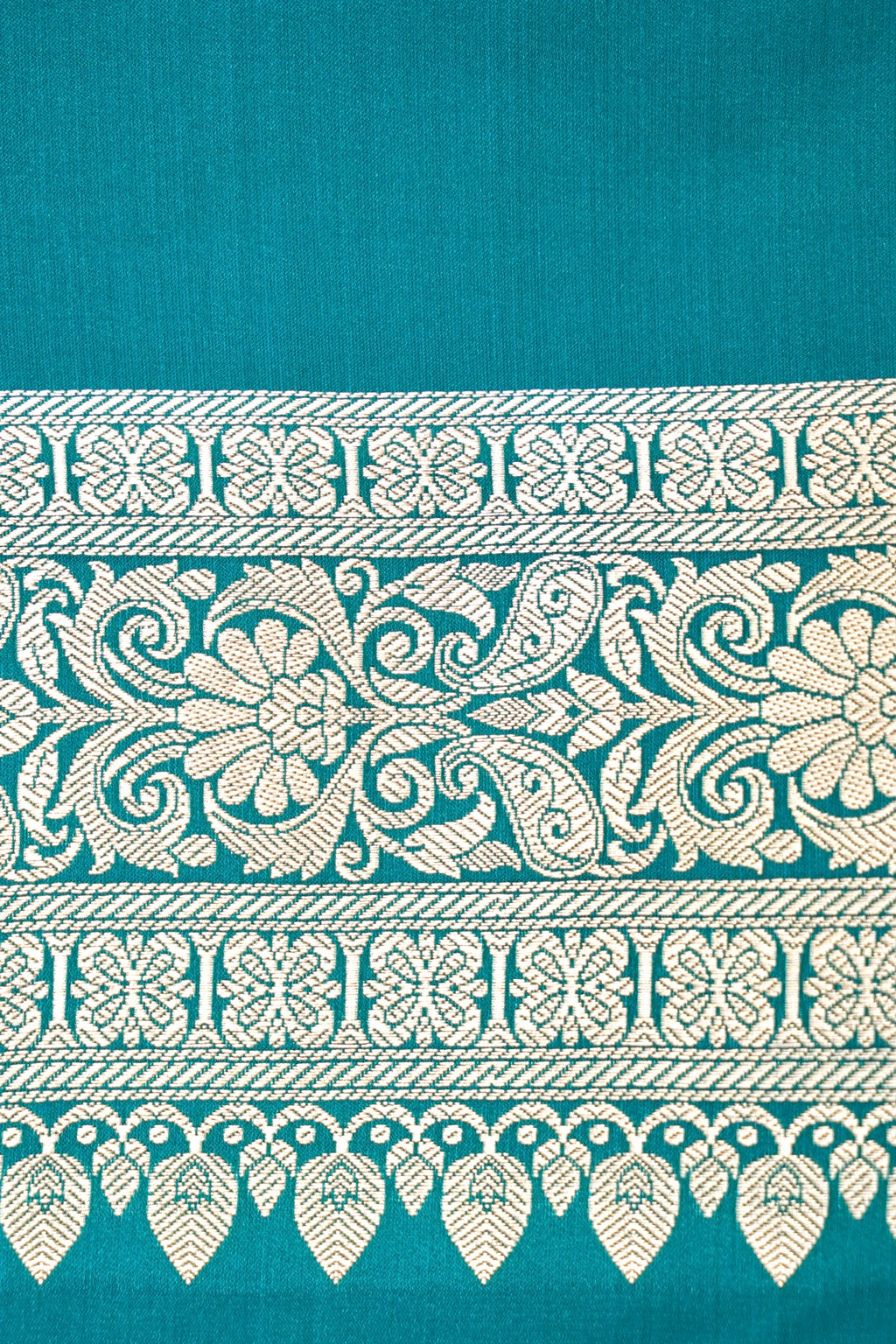 OCEAN TEAL BANARASI MASHRU KATAN SILK SAREE