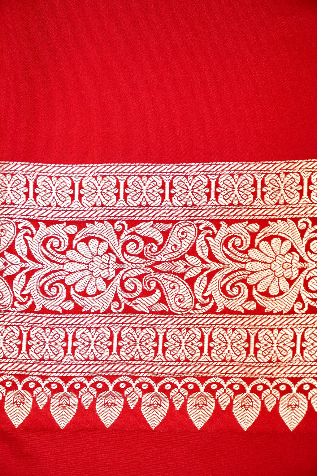 SCARLET RED BANARASI MASHRU KATAN SILK SAREE