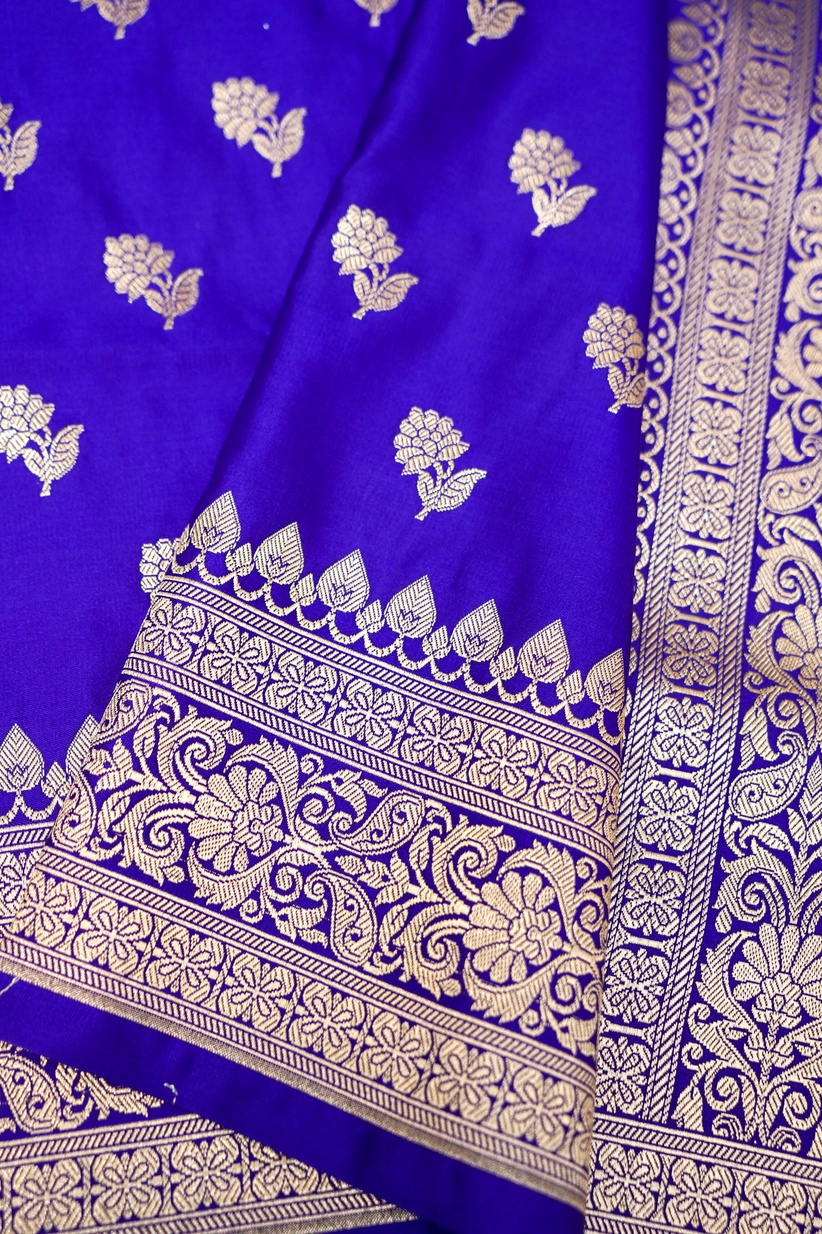 ROYAL VIOLET BLUE BANARASI MASHRU KATAN SILK SAREE