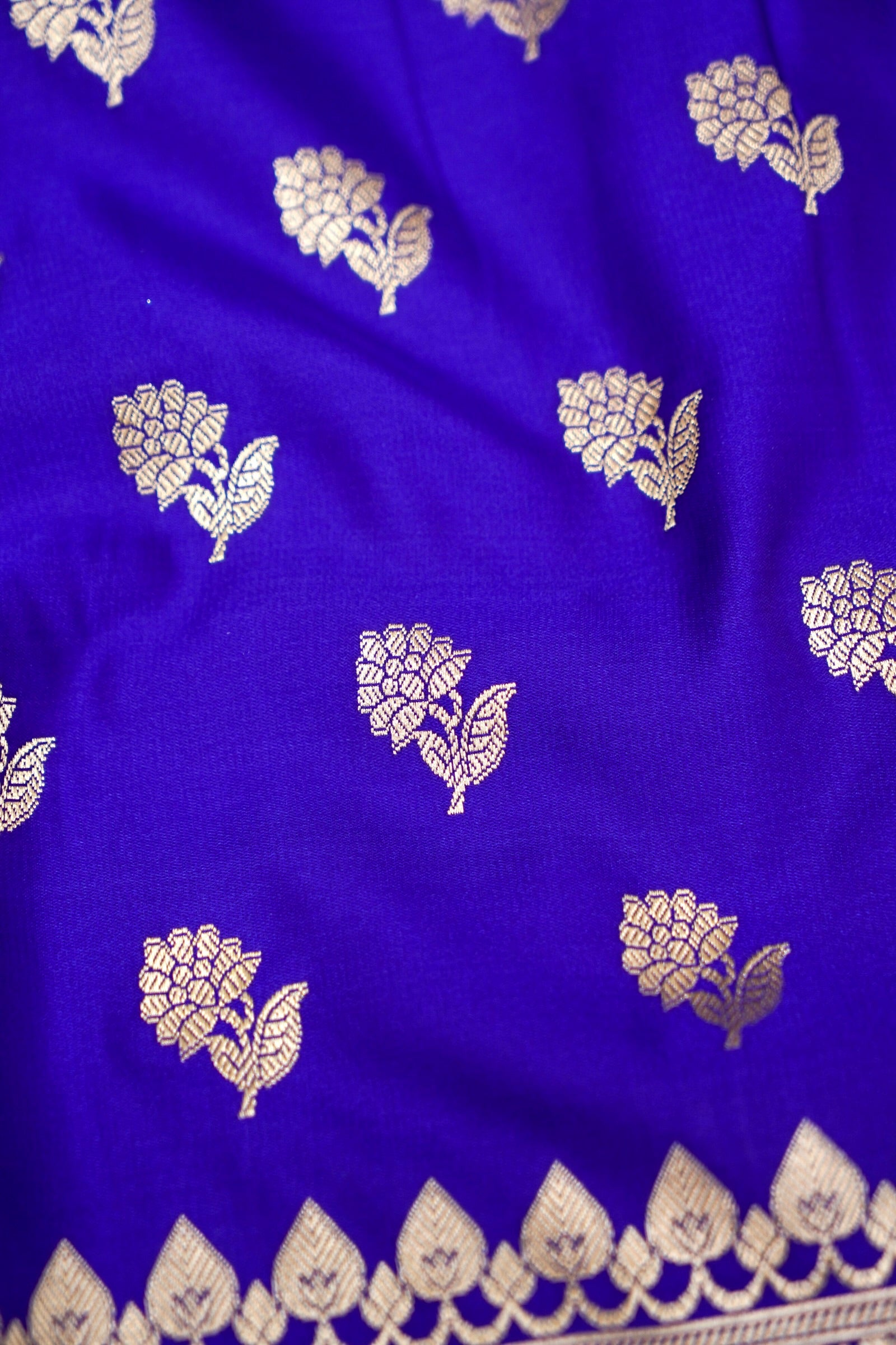 ROYAL VIOLET BLUE BANARASI MASHRU KATAN SILK SAREE