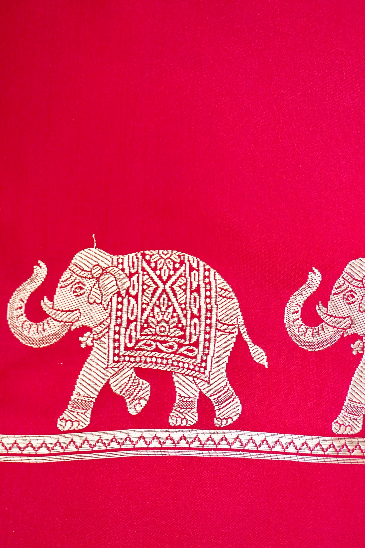RANI PINK BANARASI MASHRU KATAN SILK SAREE (ELEPHANT BORDER)