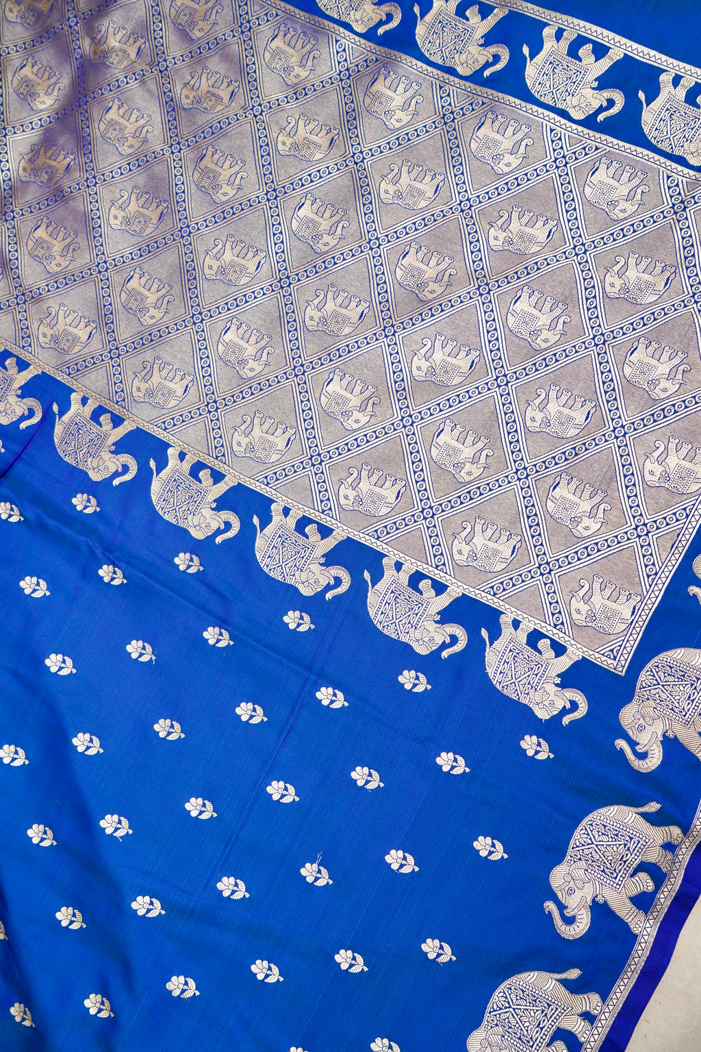 ROYAL BLUE BANARASI MASHRU KATAN SILK SAREE (ELEPHANT BORDER)