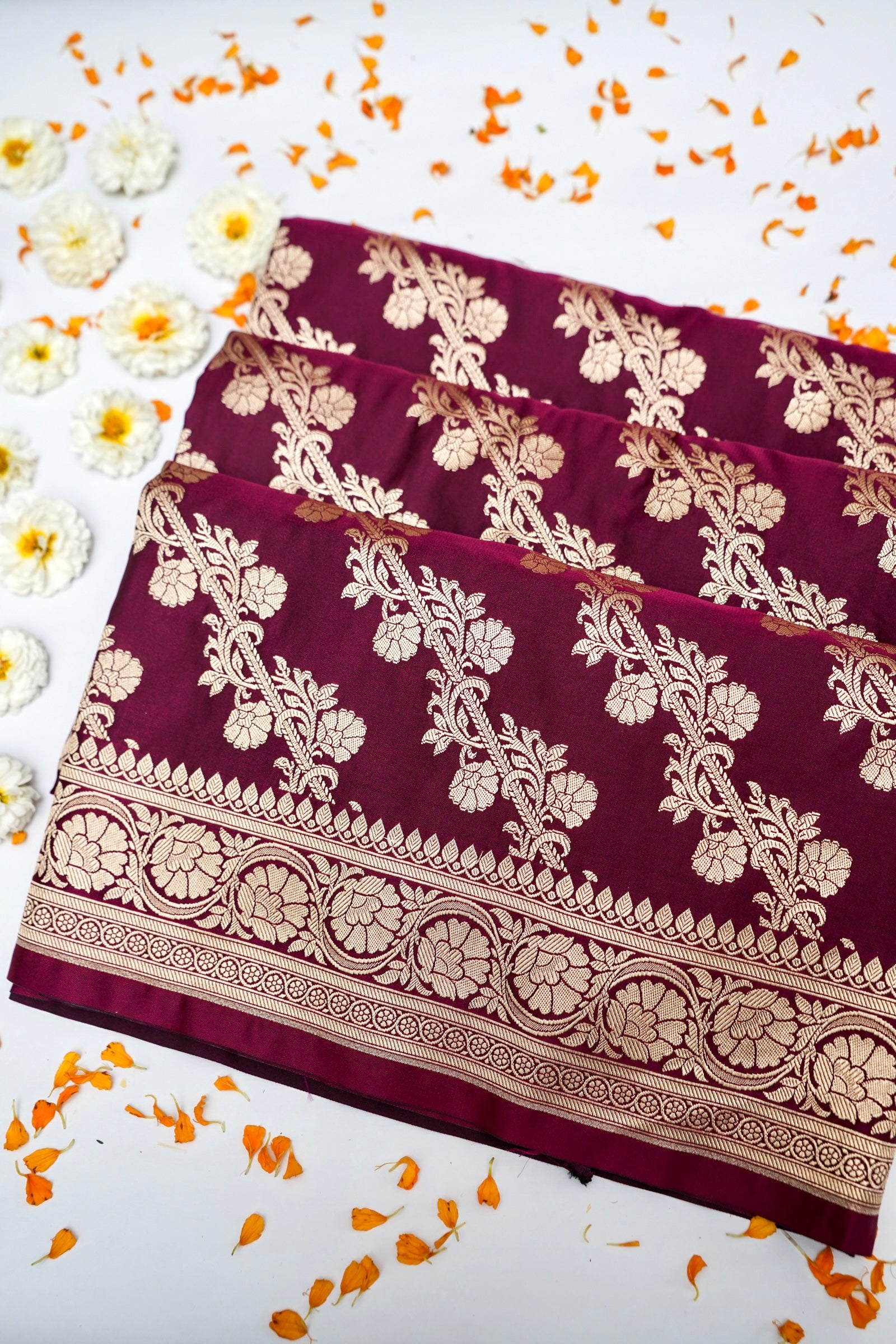 WINE MAROON BANARASI MASHRU KATAN SILK SAREE