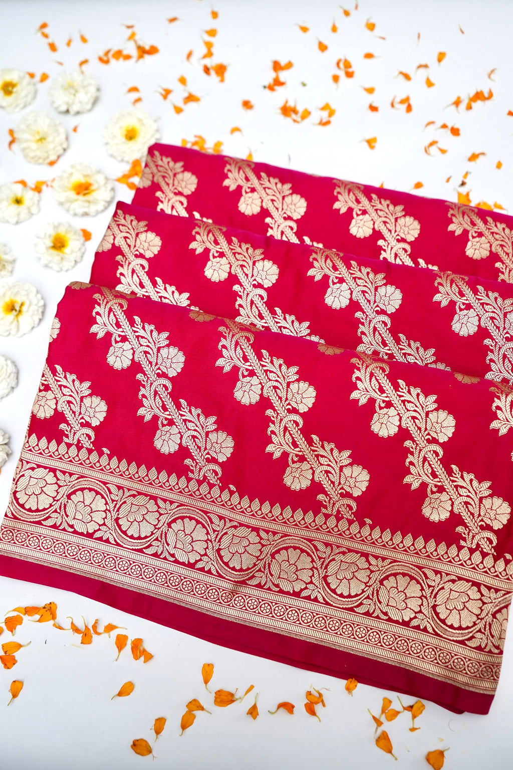 VERMILION RED BANARASI MASHRU KATAN SILK SAREE