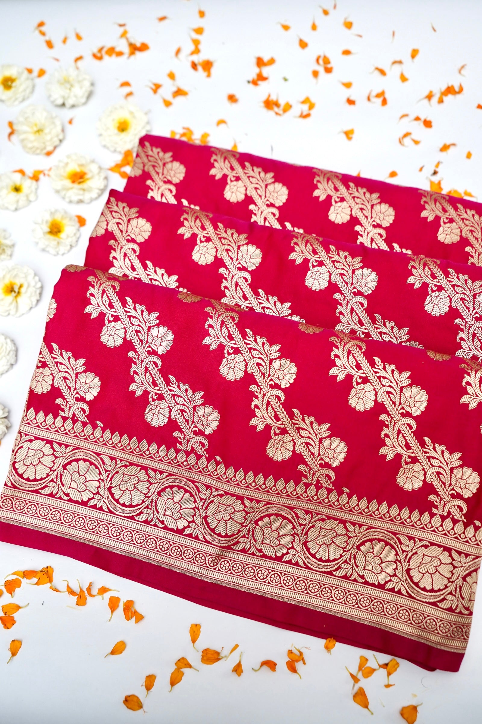 VERMILION RED BANARASI MASHRU KATAN SILK SAREE