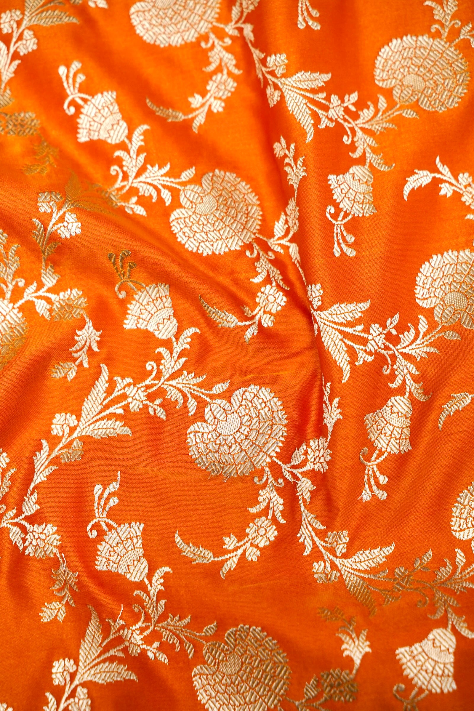 ROYAL KESAR ORANGE BANARASI MASHRU KATAN SILK SAREE