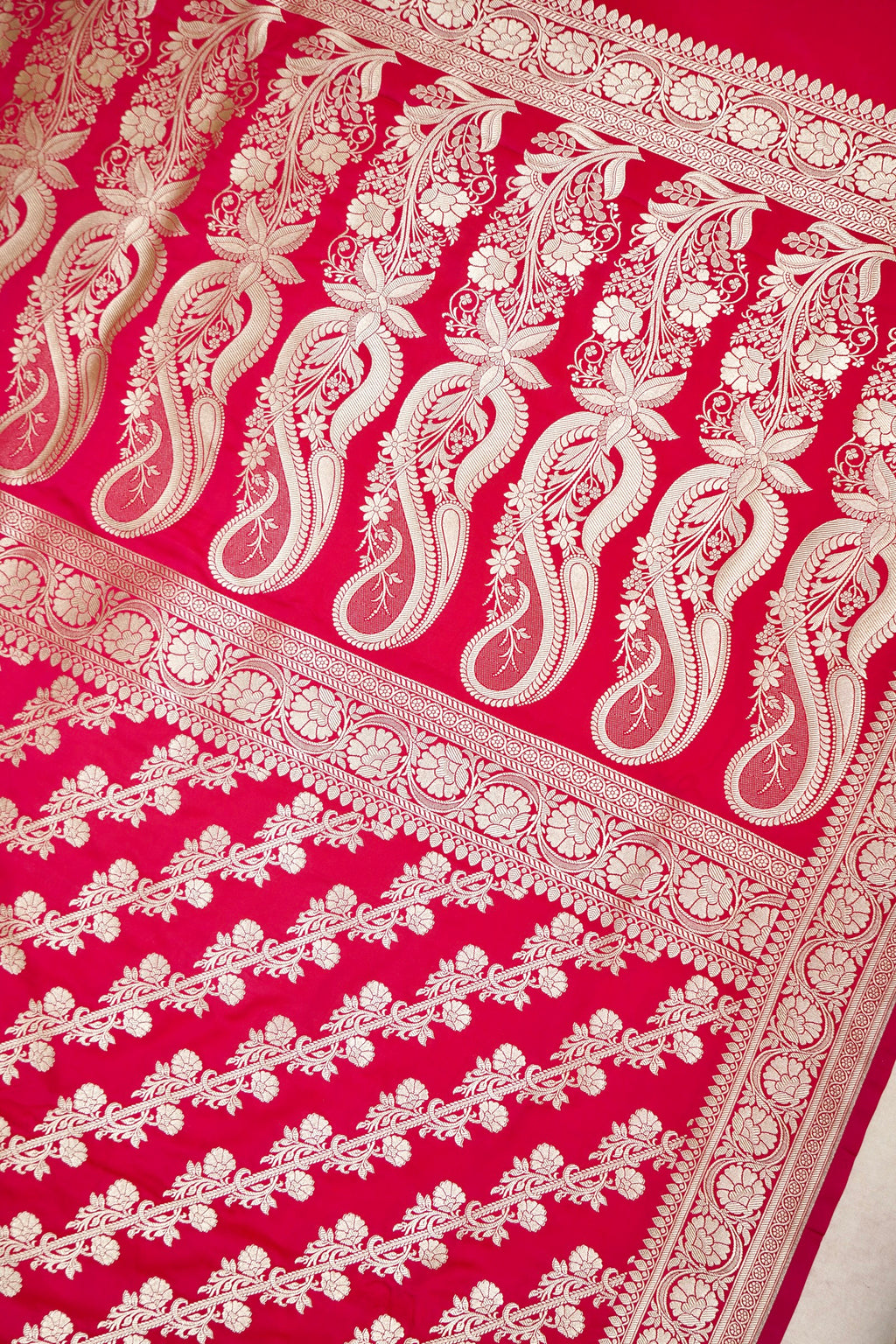 VERMILION RED BANARASI MASHRU KATAN SILK SAREE