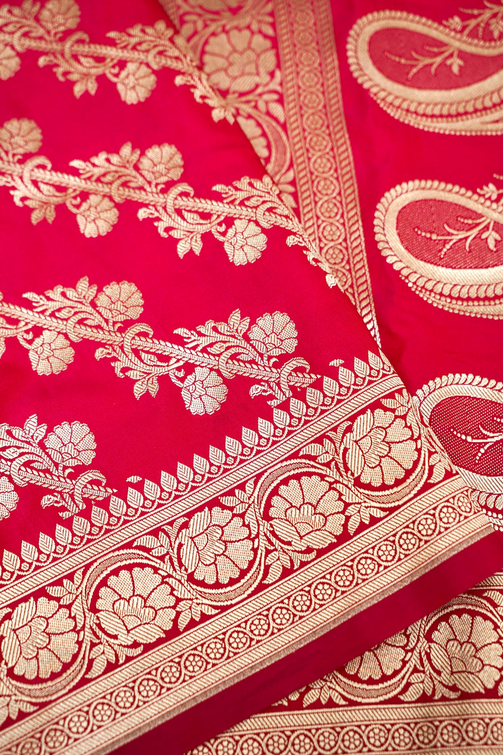 RANI RED BANARASI MASHRU KATAN SILK SAREE