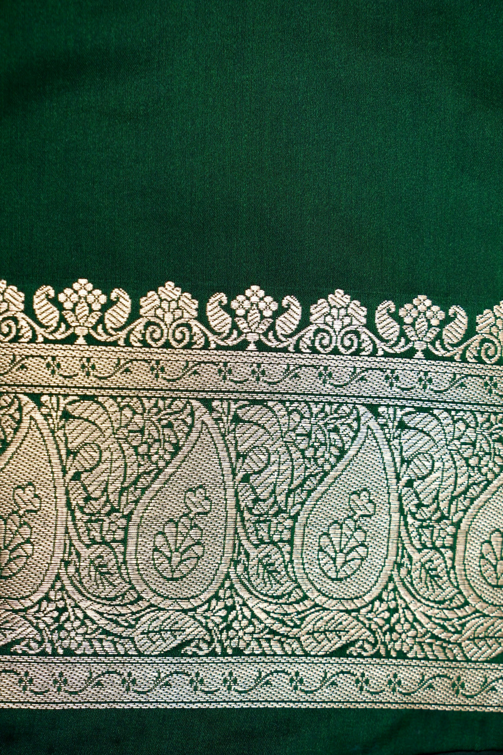 ROYAL FOREST GREEN BANARASI MASHRU KATAN SILK SAREE