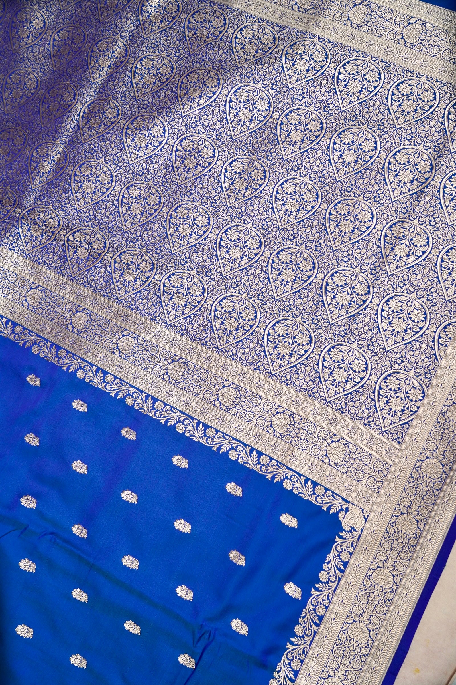 MIDNIGHT ROYAL BLUE BANARASI MASHRU KATAN SILK SAREE