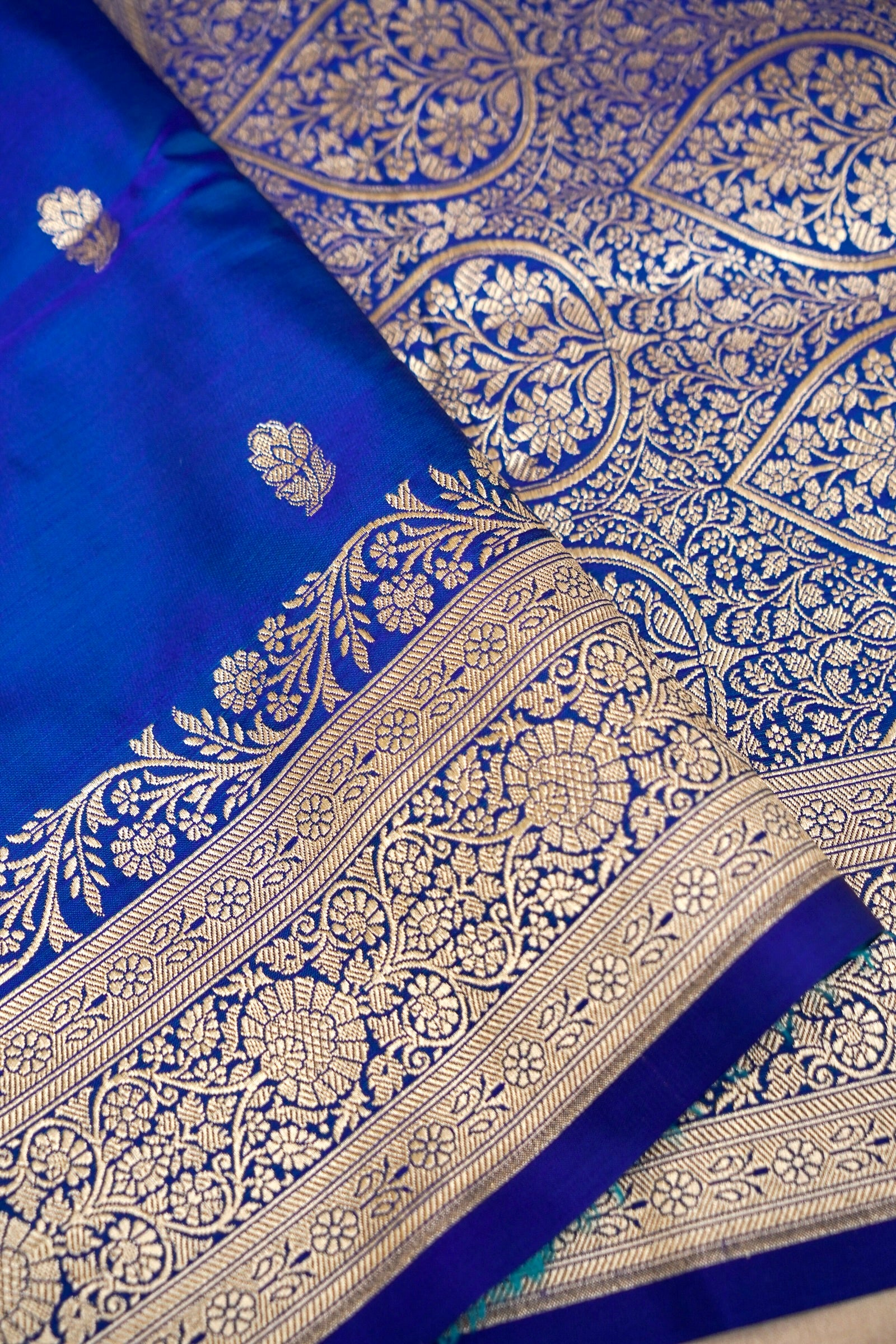 MIDNIGHT ROYAL BLUE BANARASI MASHRU KATAN SILK SAREE
