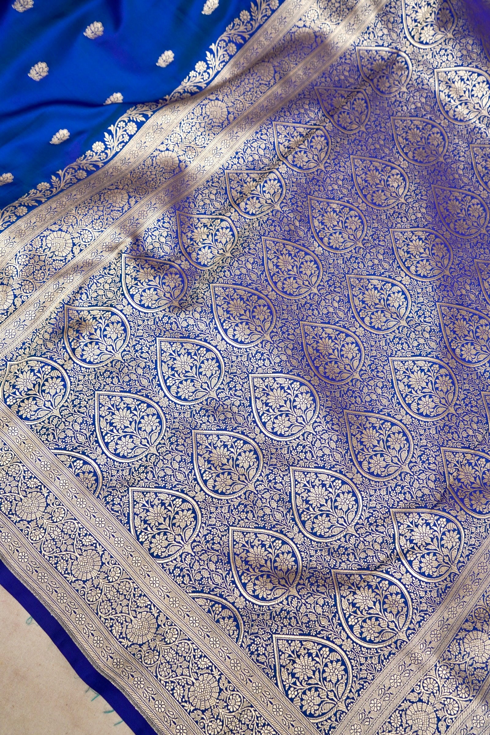 MIDNIGHT ROYAL BLUE BANARASI MASHRU KATAN SILK SAREE