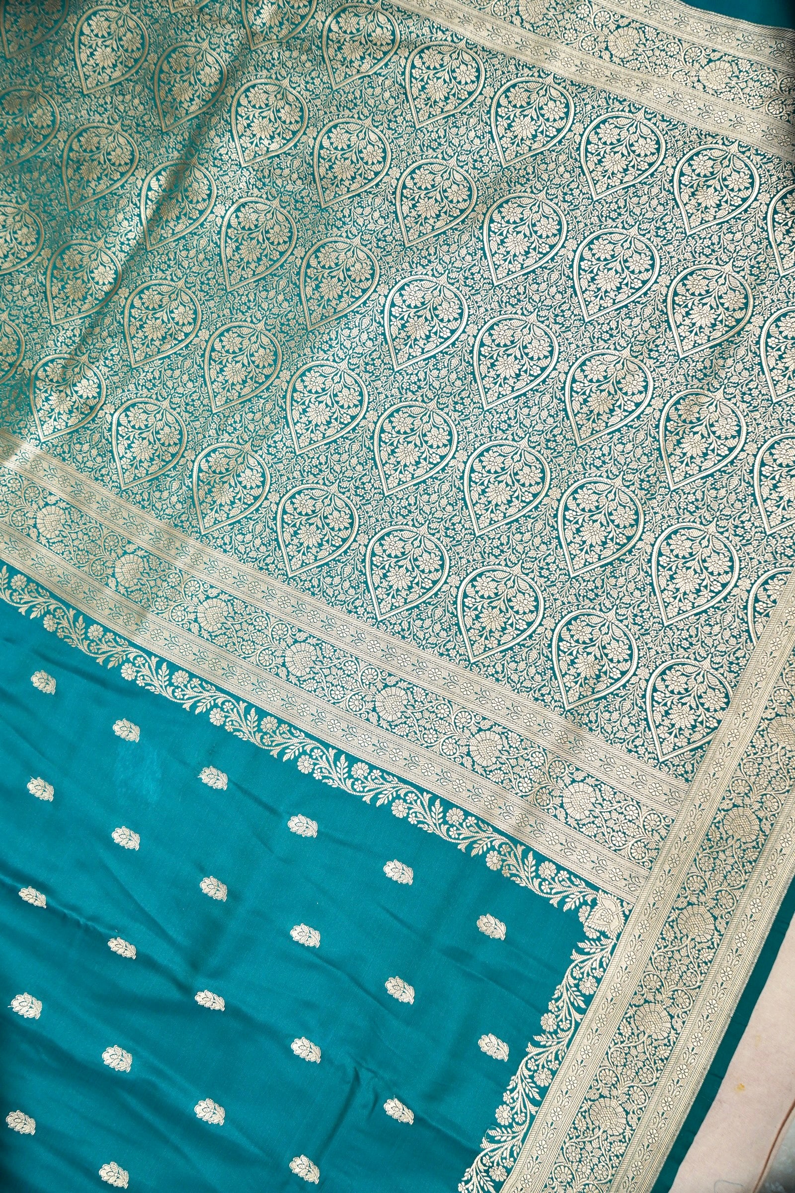 ROYAL TEAL GREEN BANARASI MASHRU KATAN SILK SAREE