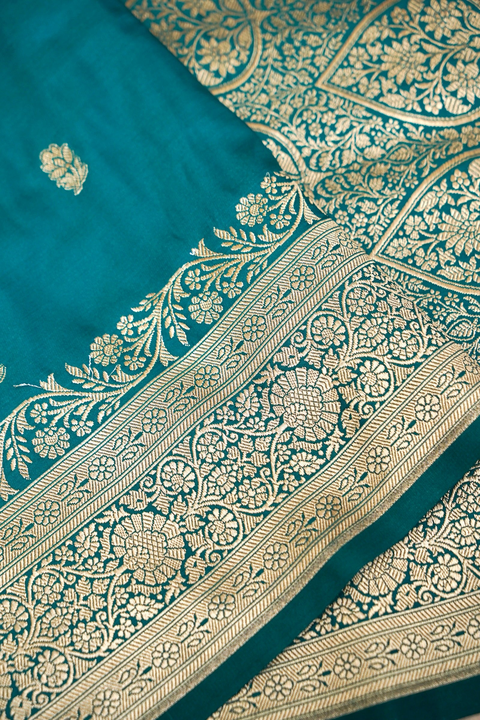 ROYAL TEAL GREEN BANARASI MASHRU KATAN SILK SAREE