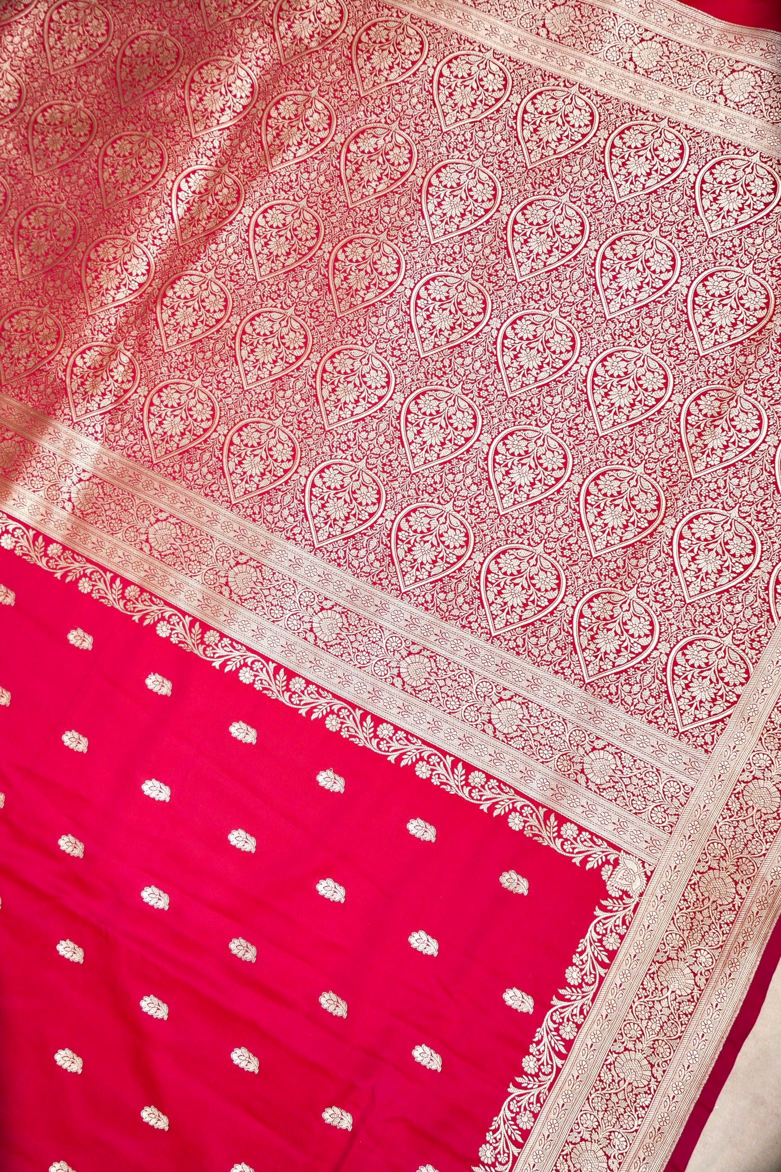 ROYAL CRIMSON RED BANARASI MASHRU KATAN SILK SAREE