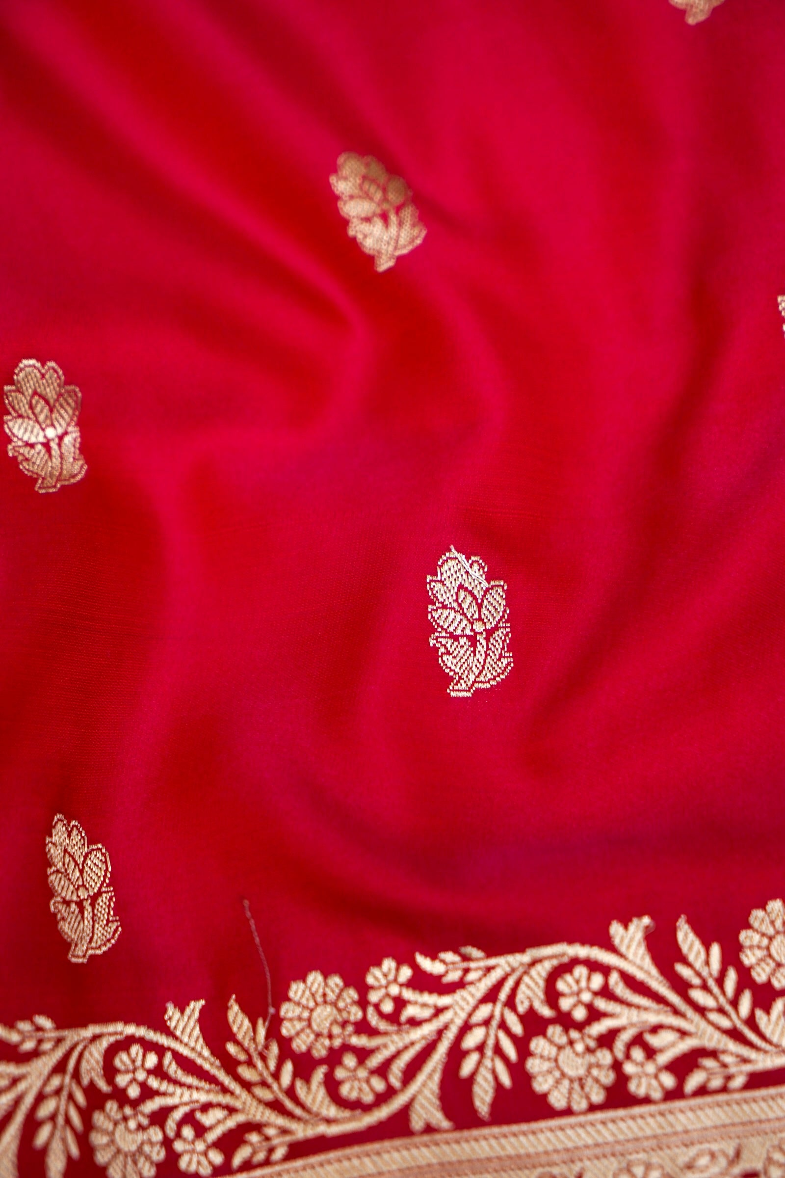 ROYAL CRIMSON RED BANARASI MASHRU KATAN SILK SAREE