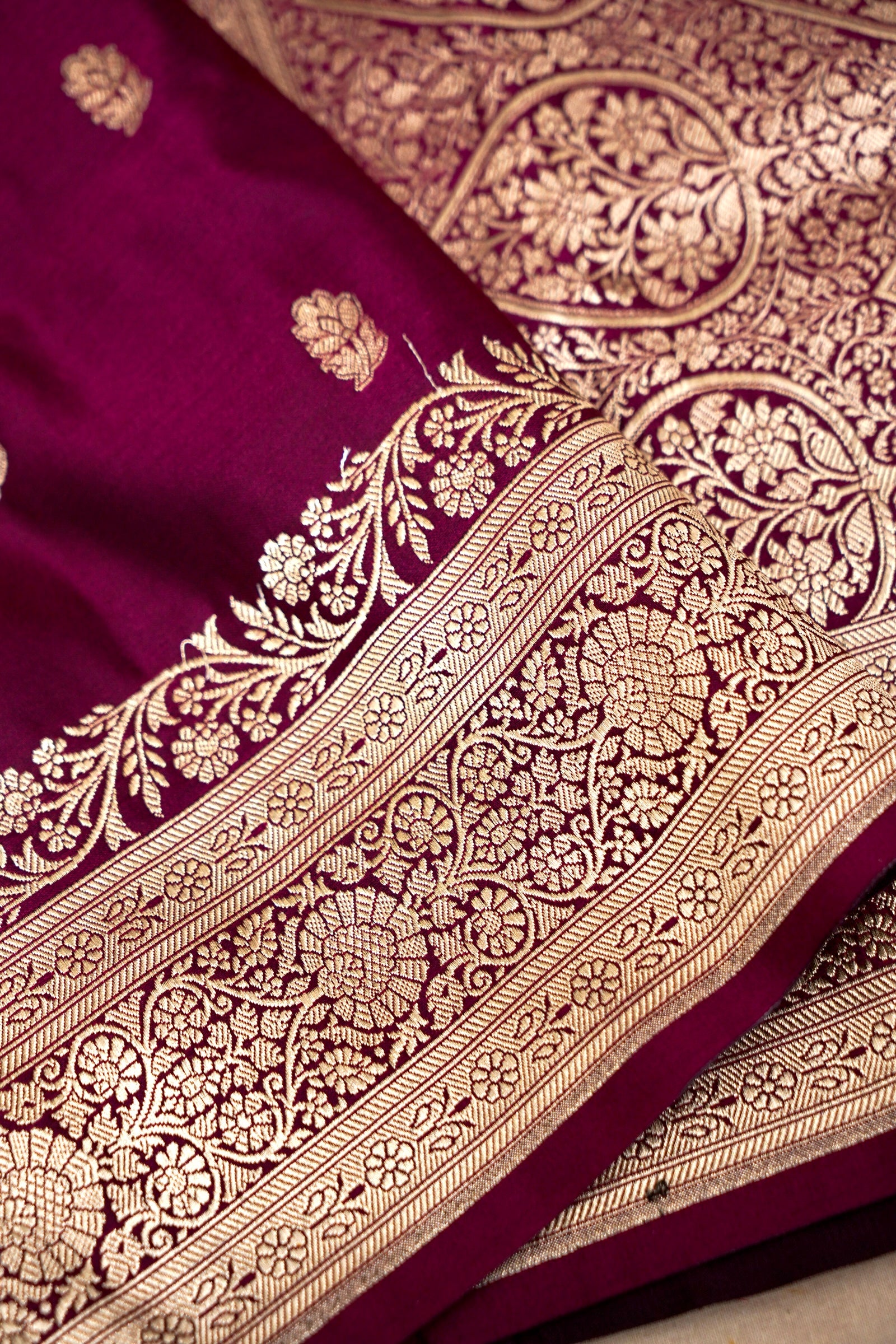 ROYAL WINE MAROON BANARASI MASHRU KATAN SILK SAREE