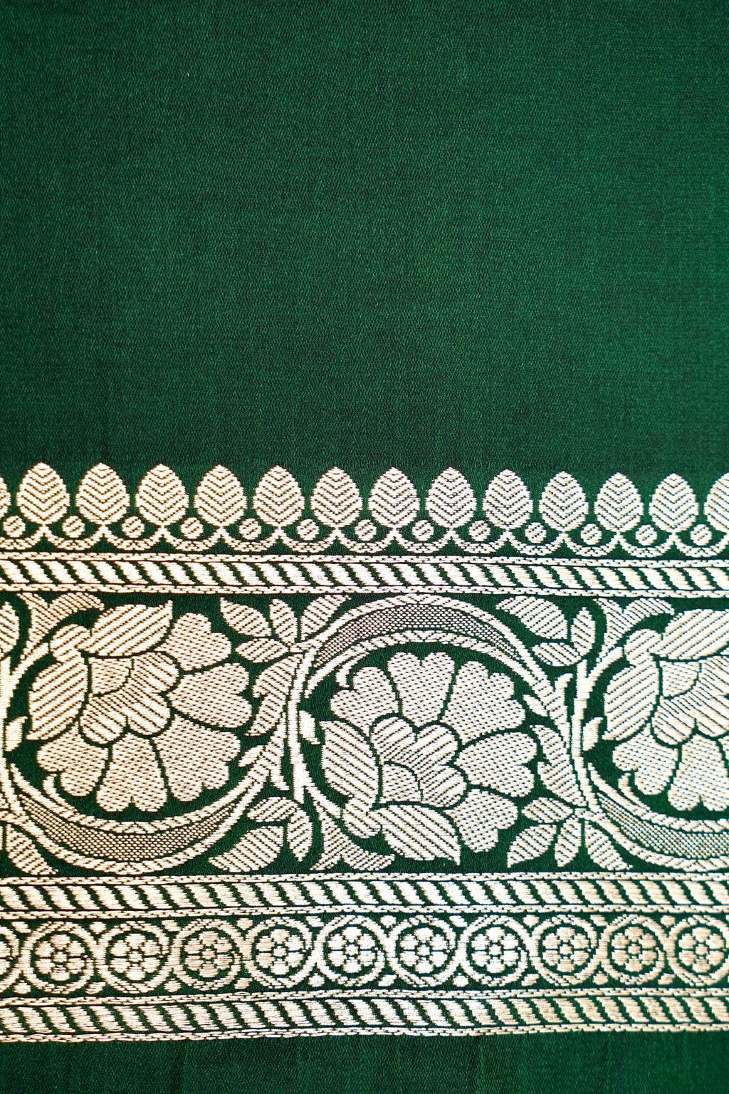EMERALD GREEN BANARASI MASHRU KATAN SILK SAREE