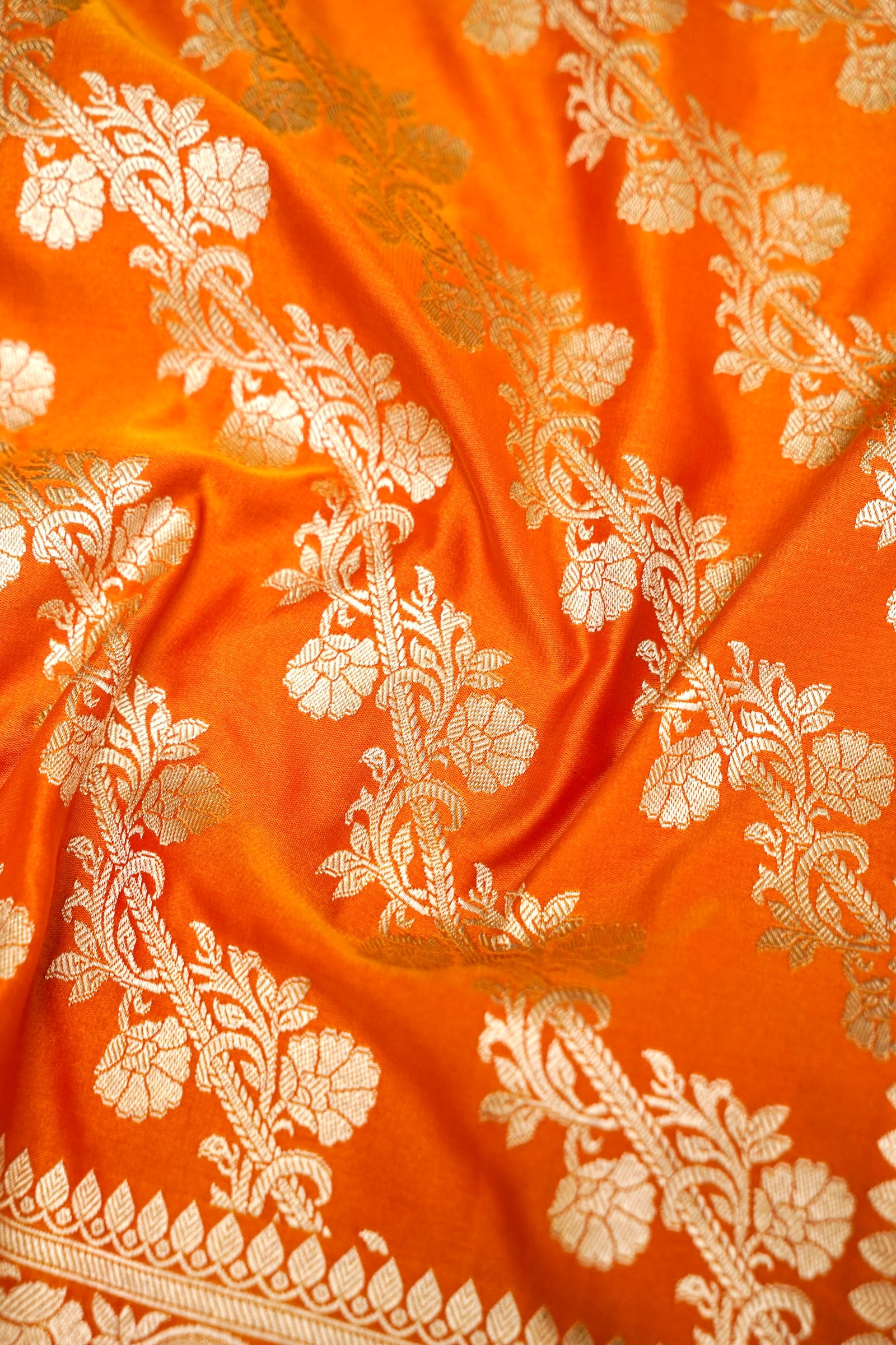 KESARI ORANGE BANARASI MASHRU KATAN SILK SAREE