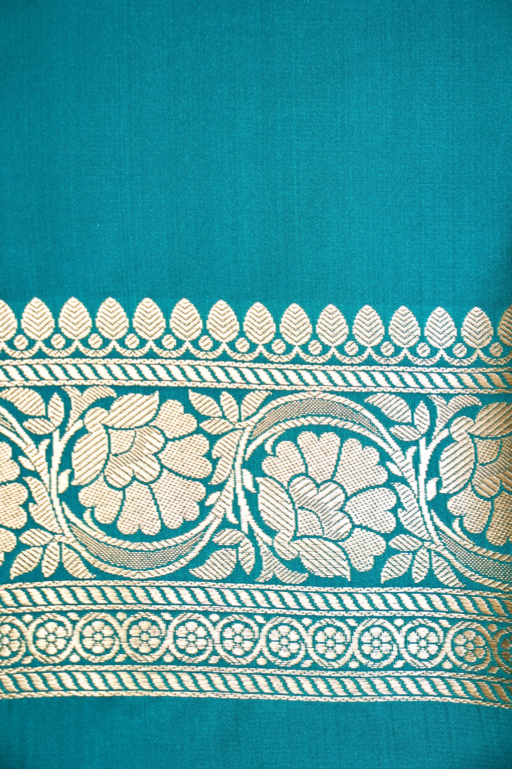 TEAL BLUE BANARASI MASHRU KATAN SILK SAREE
