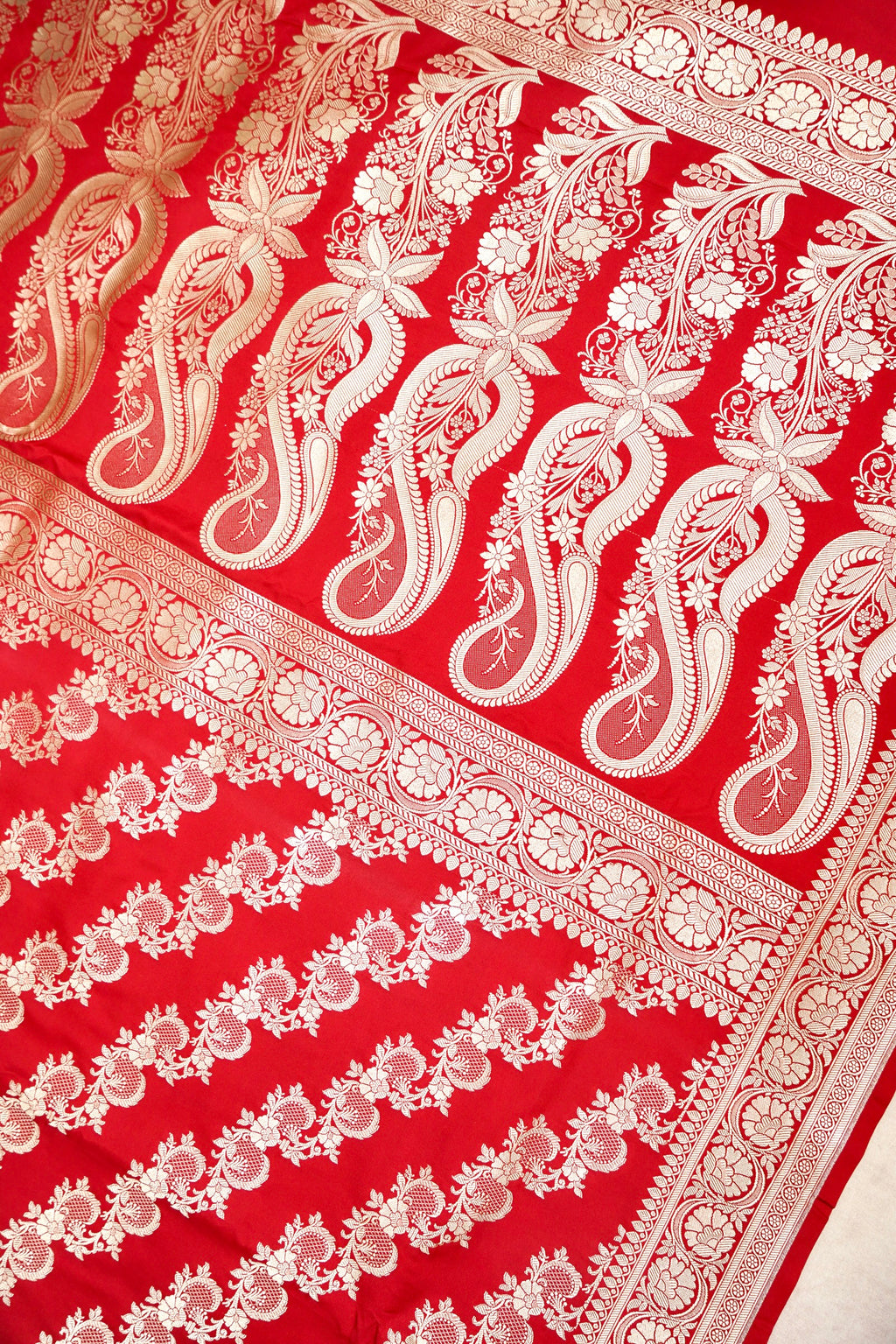 CRIMSON RED BANARASI MASHRU KATAN SILK SAREE