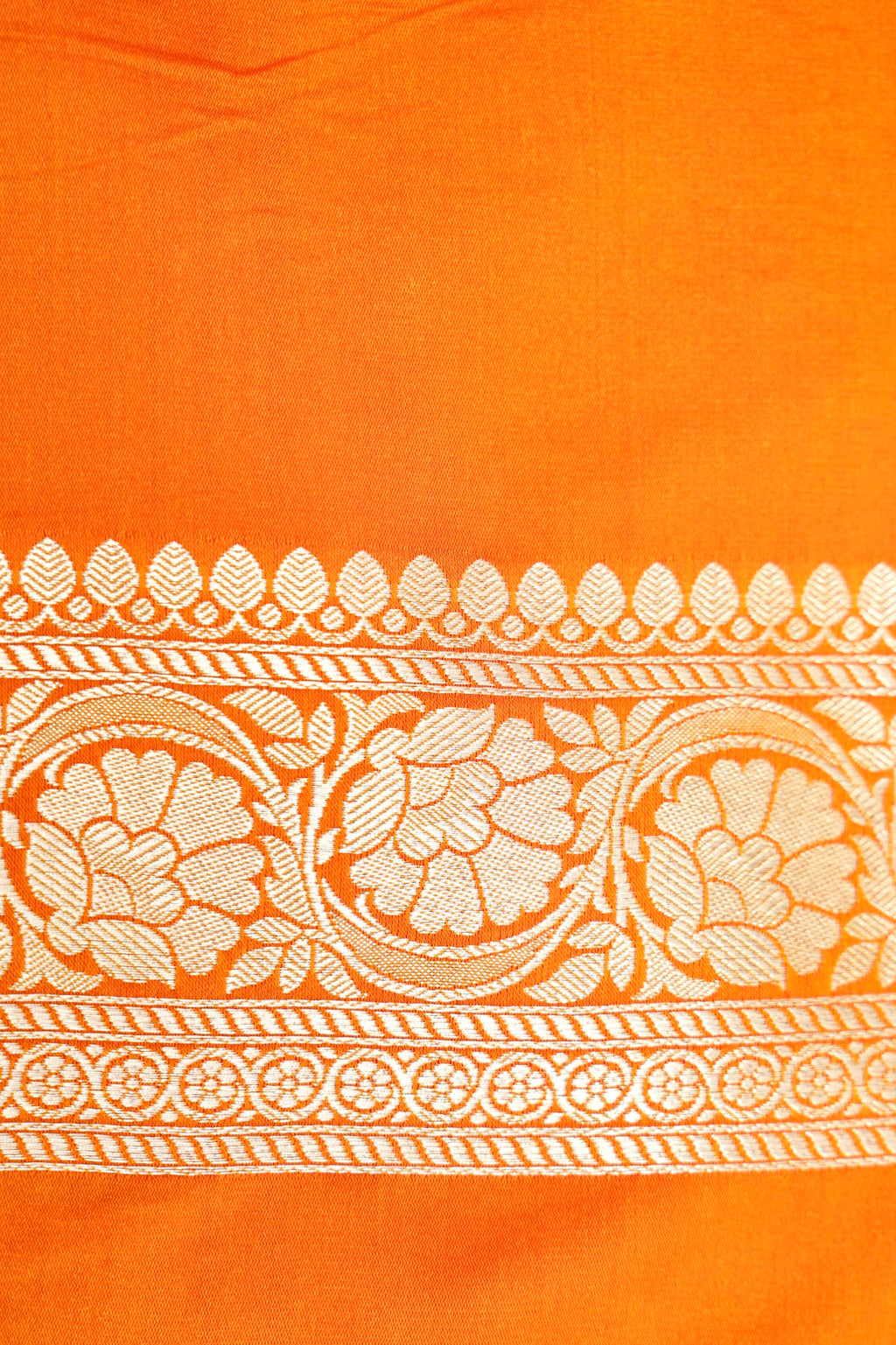 KESAR GOLDEN ORANGE BANARASI MASHRU KATAN SILK SAREE