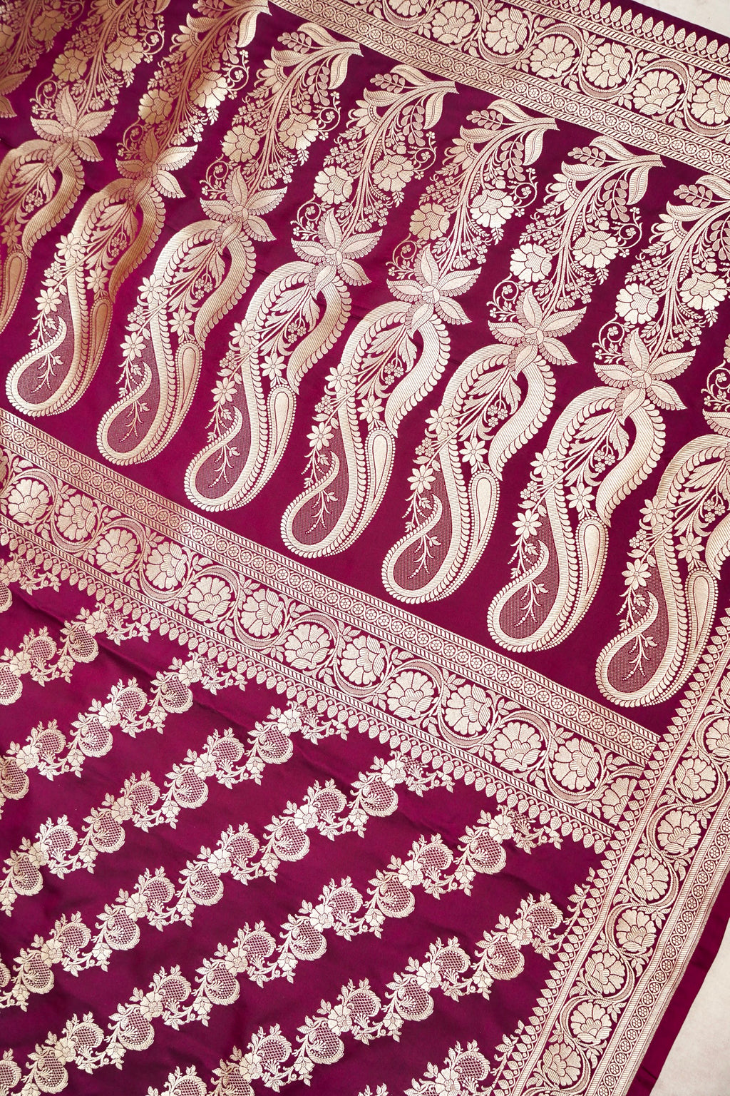 PLUM WINE BANARASI MASHRU KATAN SILK SAREE