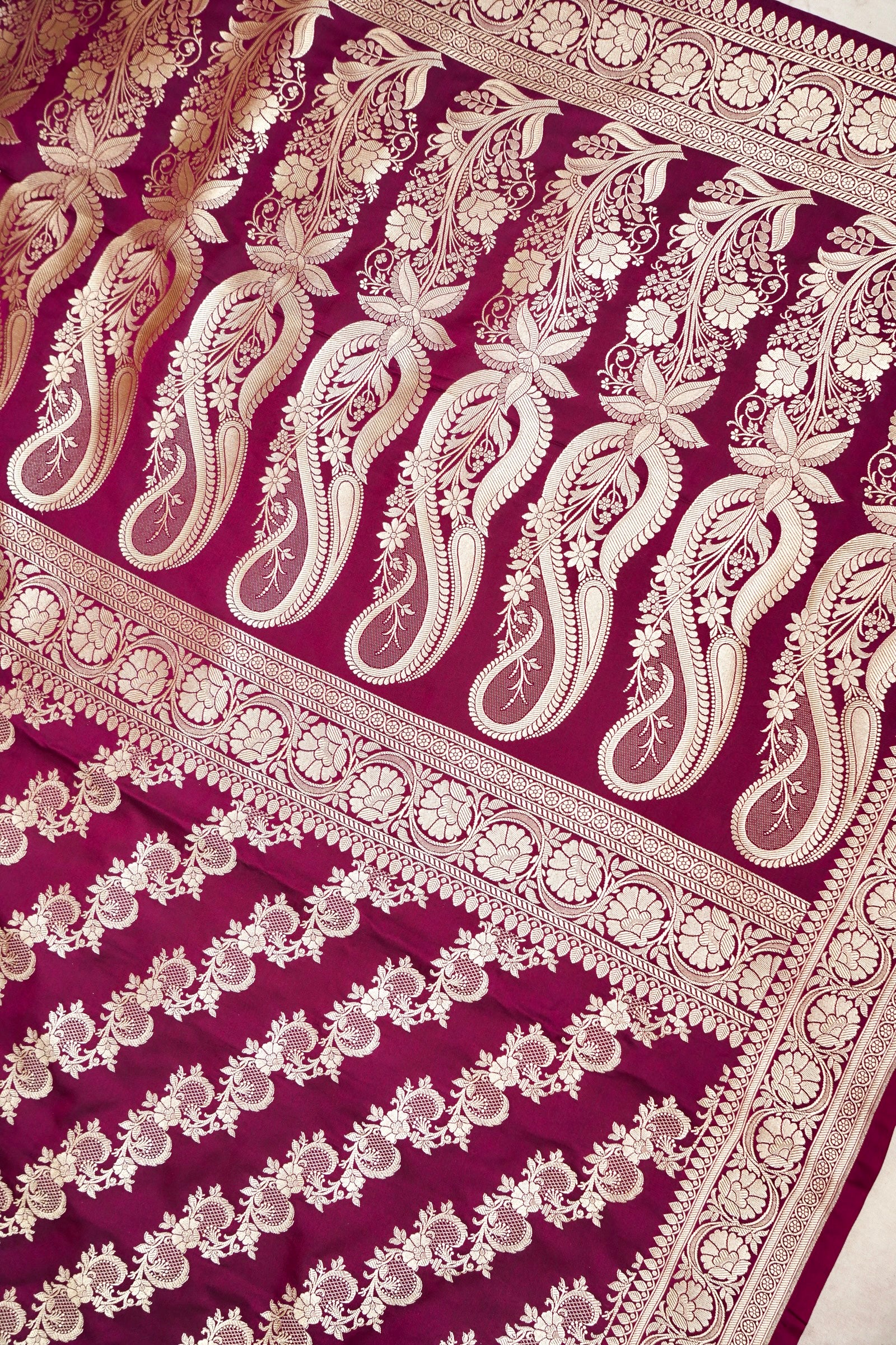 PLUM WINE BANARASI MASHRU KATAN SILK SAREE