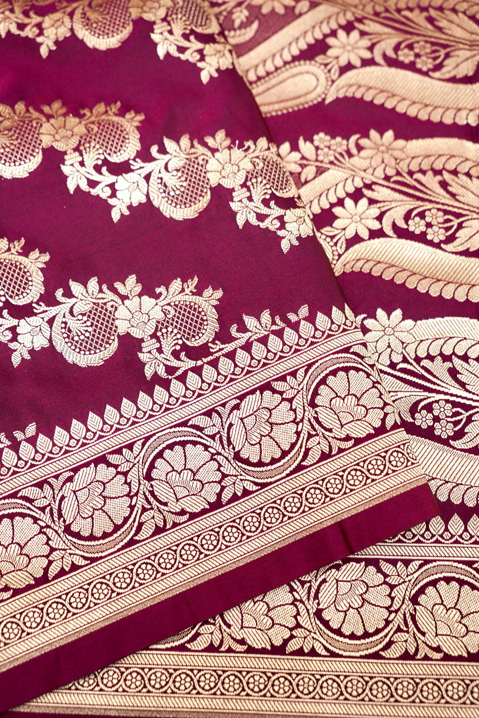 PLUM WINE BANARASI MASHRU KATAN SILK SAREE