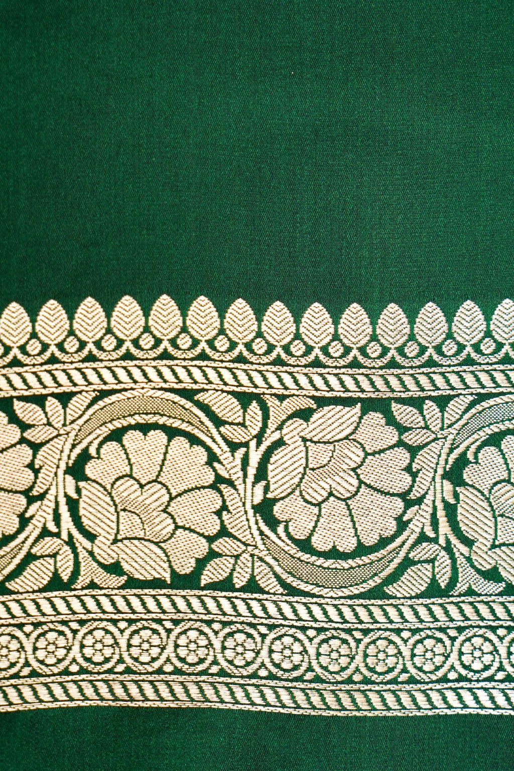 FOREST EMERALD GREEN BANARASI MASHRU KATAN SILK SAREE