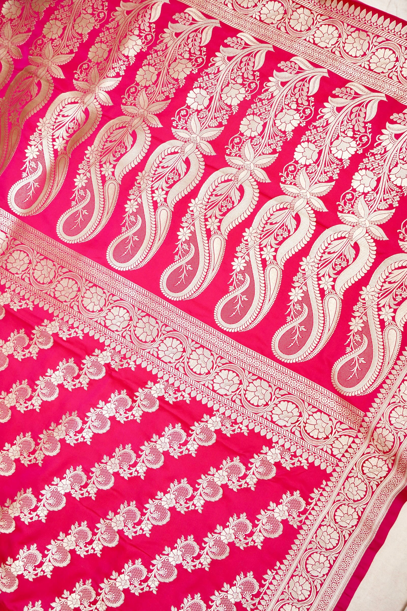ROSE RED BANARASI MASHRU KATAN SILK SAREE
