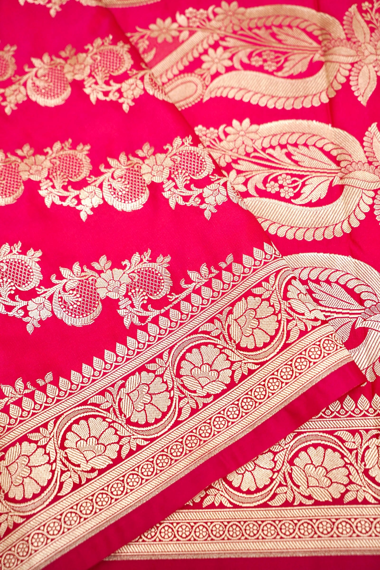 ROSE RED BANARASI MASHRU KATAN SILK SAREE