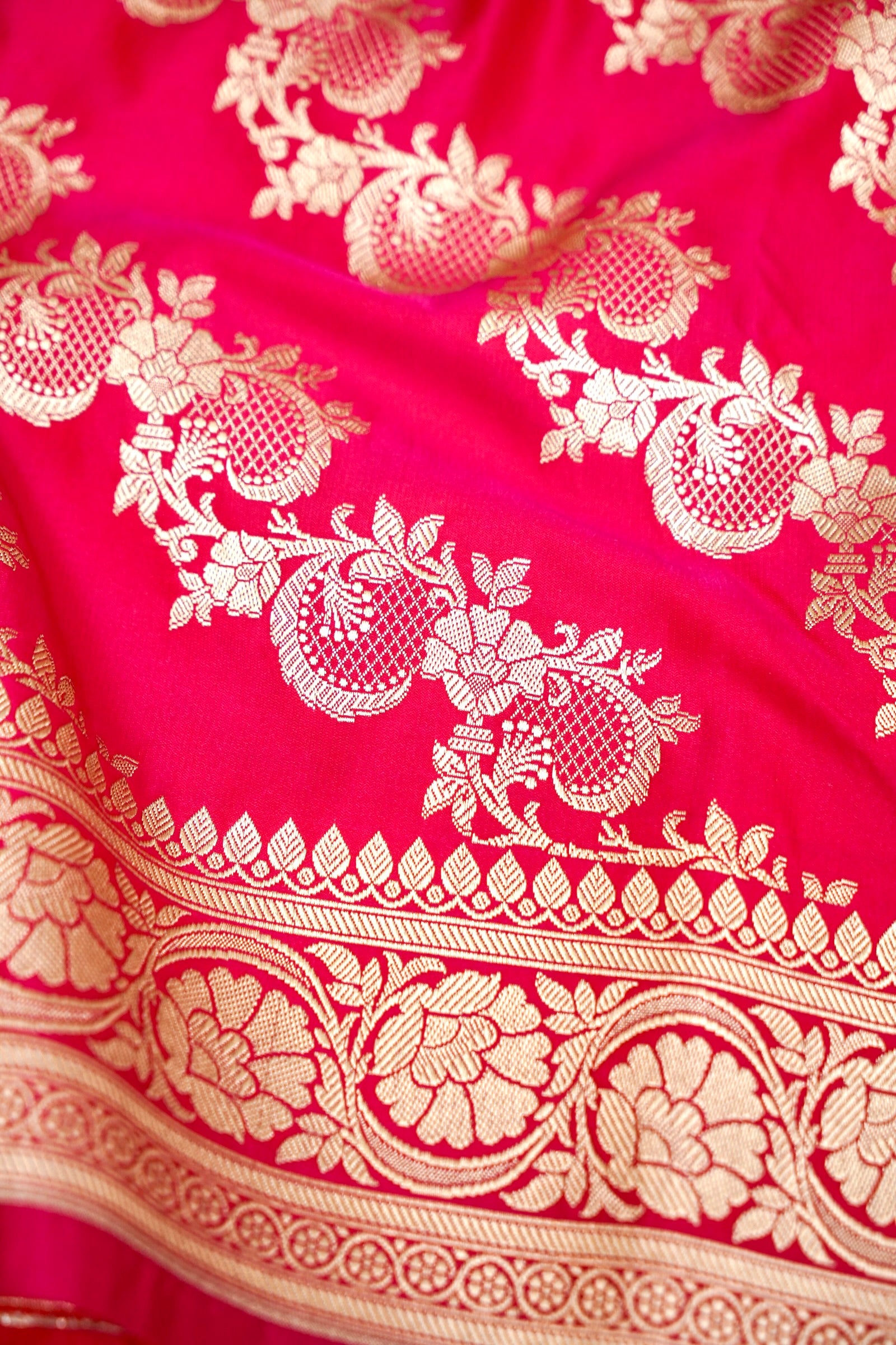 ROSE RED BANARASI MASHRU KATAN SILK SAREE