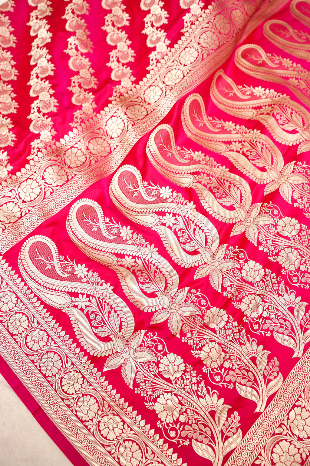 ROSE RED BANARASI MASHRU KATAN SILK SAREE