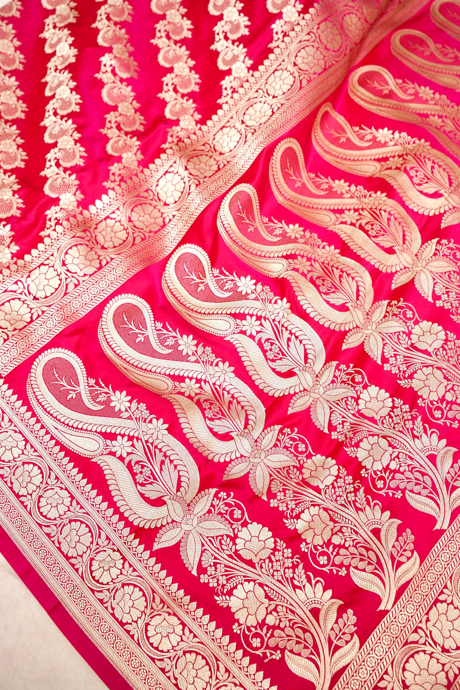 ROSE RED BANARASI MASHRU KATAN SILK SAREE
