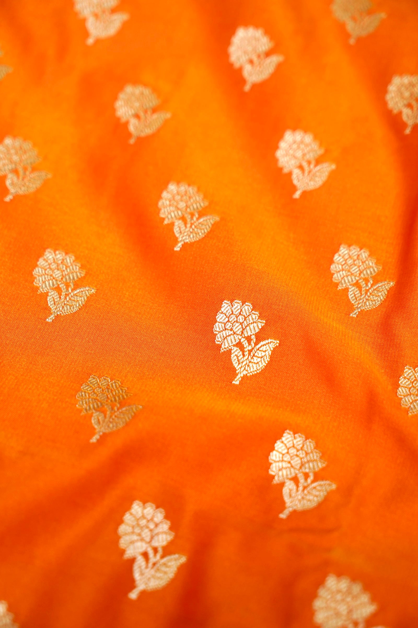 SUNSET KESARI BANARASI MASHRU KATAN SILK SAREE