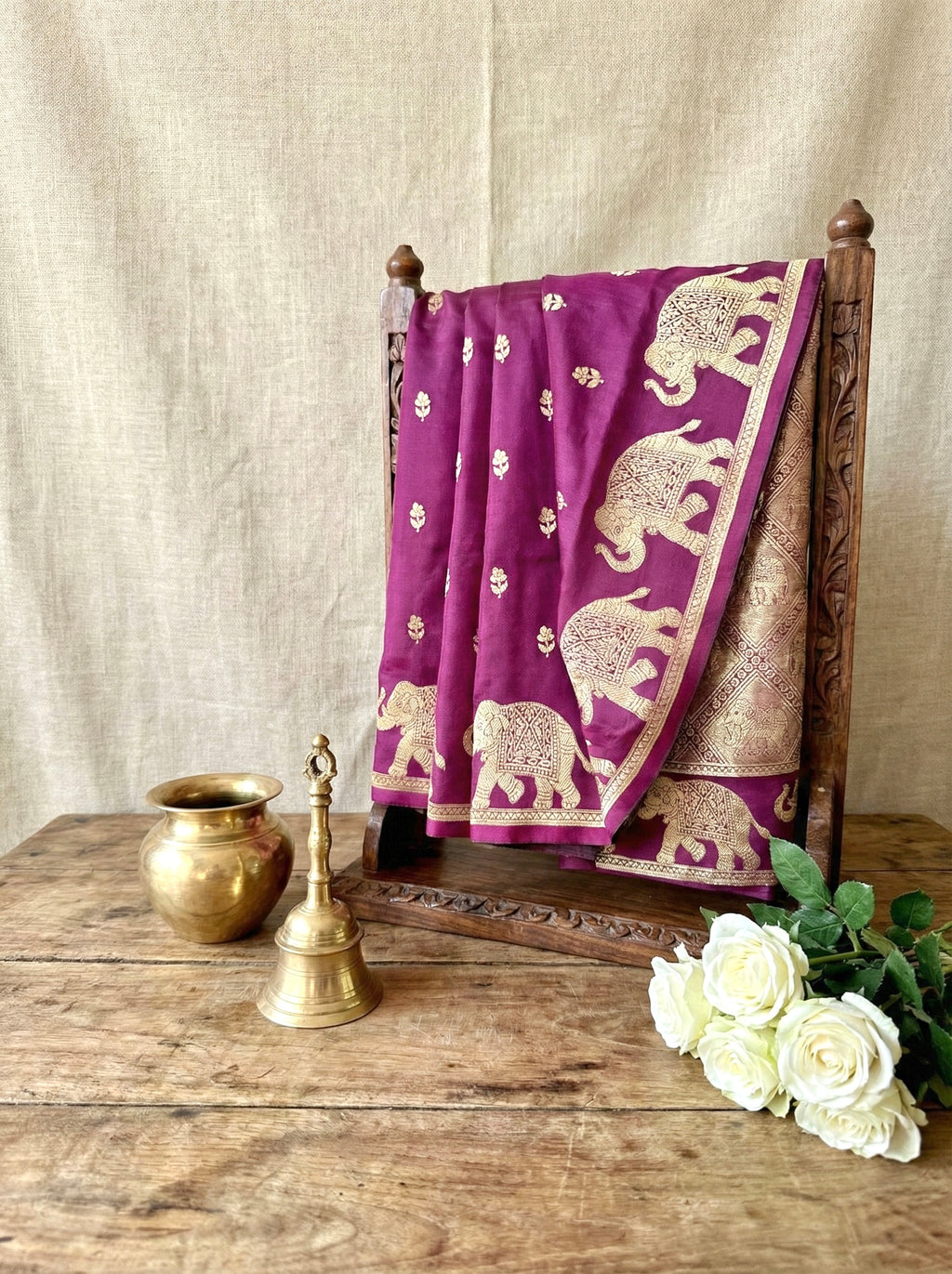 Handwoven Rani Pink Banarasi Ahinsa Silk Saree