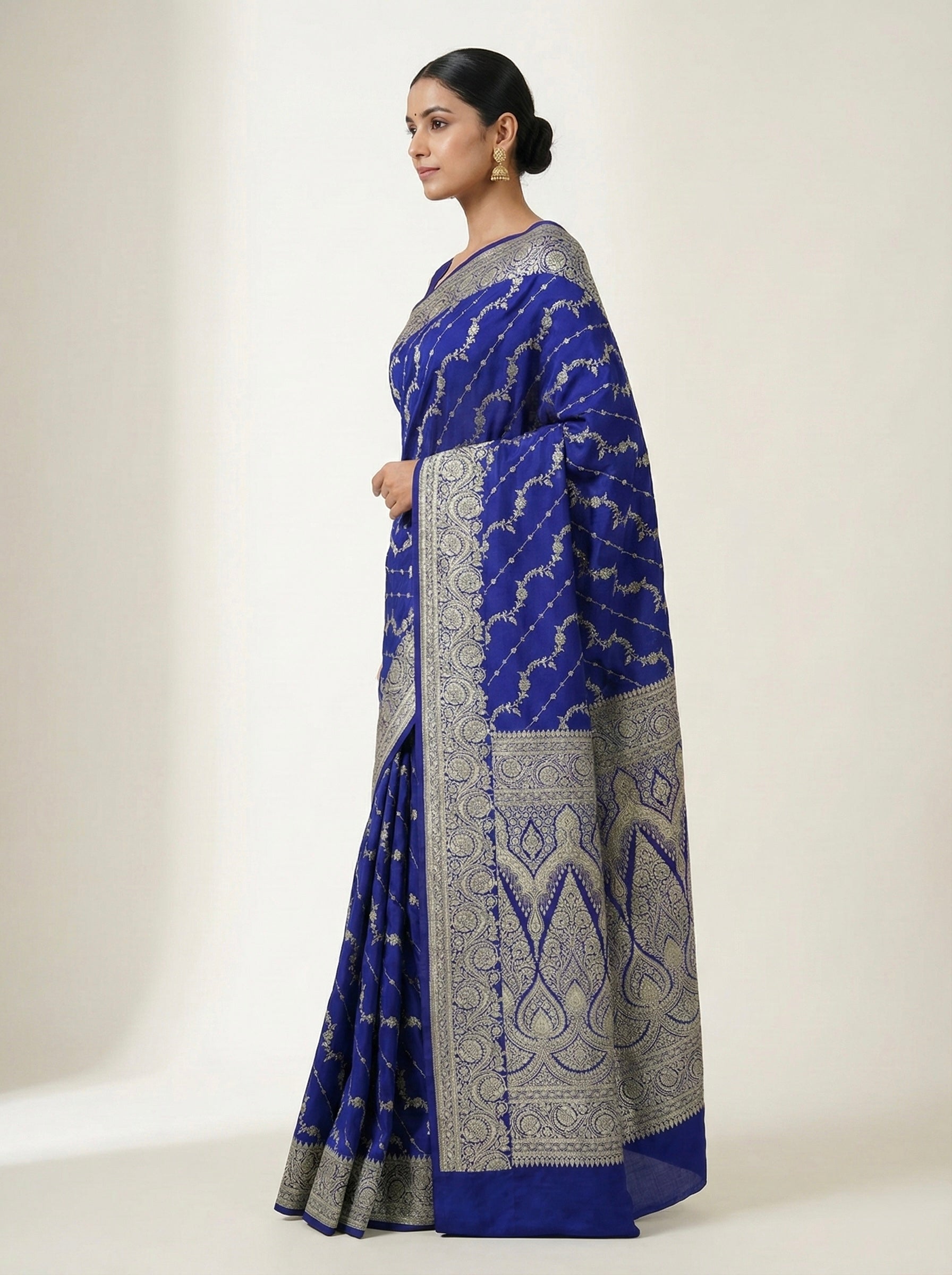 Royal Blue Banarasi Mashru Katan Silk Saree