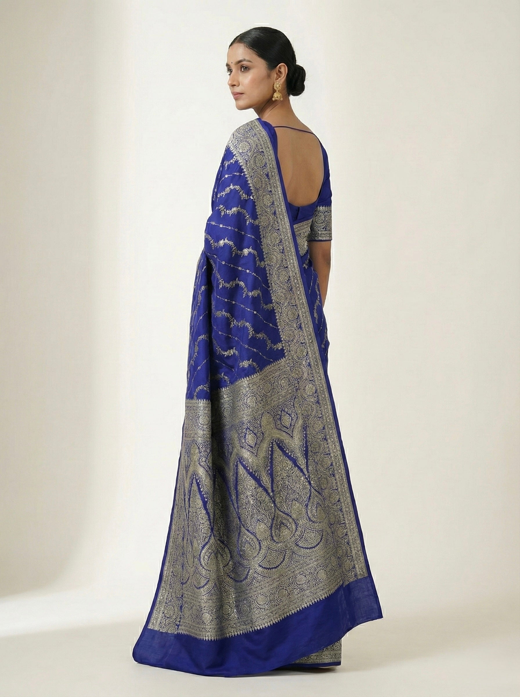 Royal Blue Banarasi Mashru Katan Silk Saree