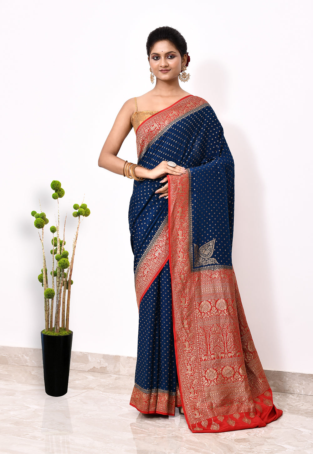 Blue Khaddi Silk Handwoven Banaras Saree