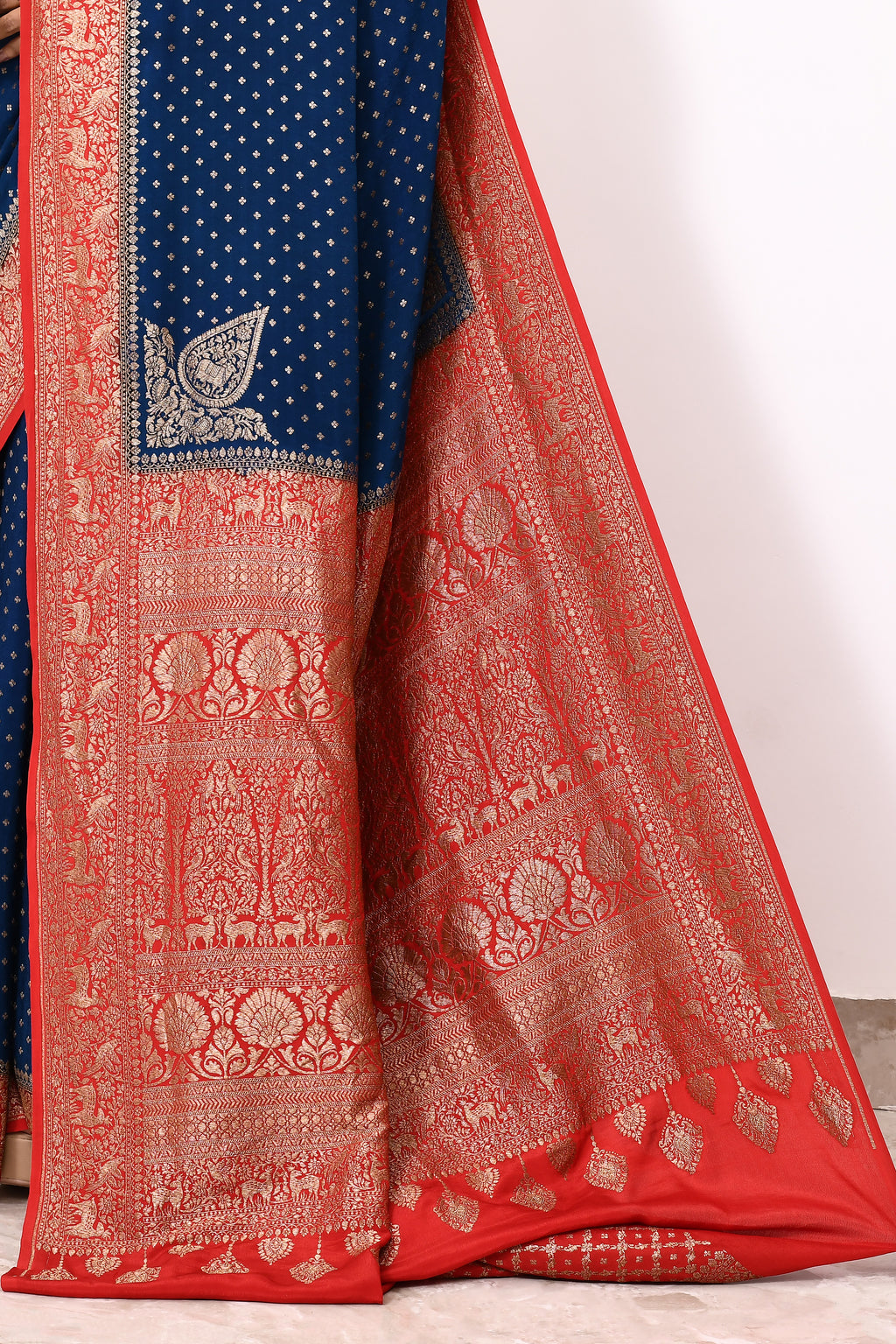 Blue Khaddi Silk Handwoven Banaras Saree