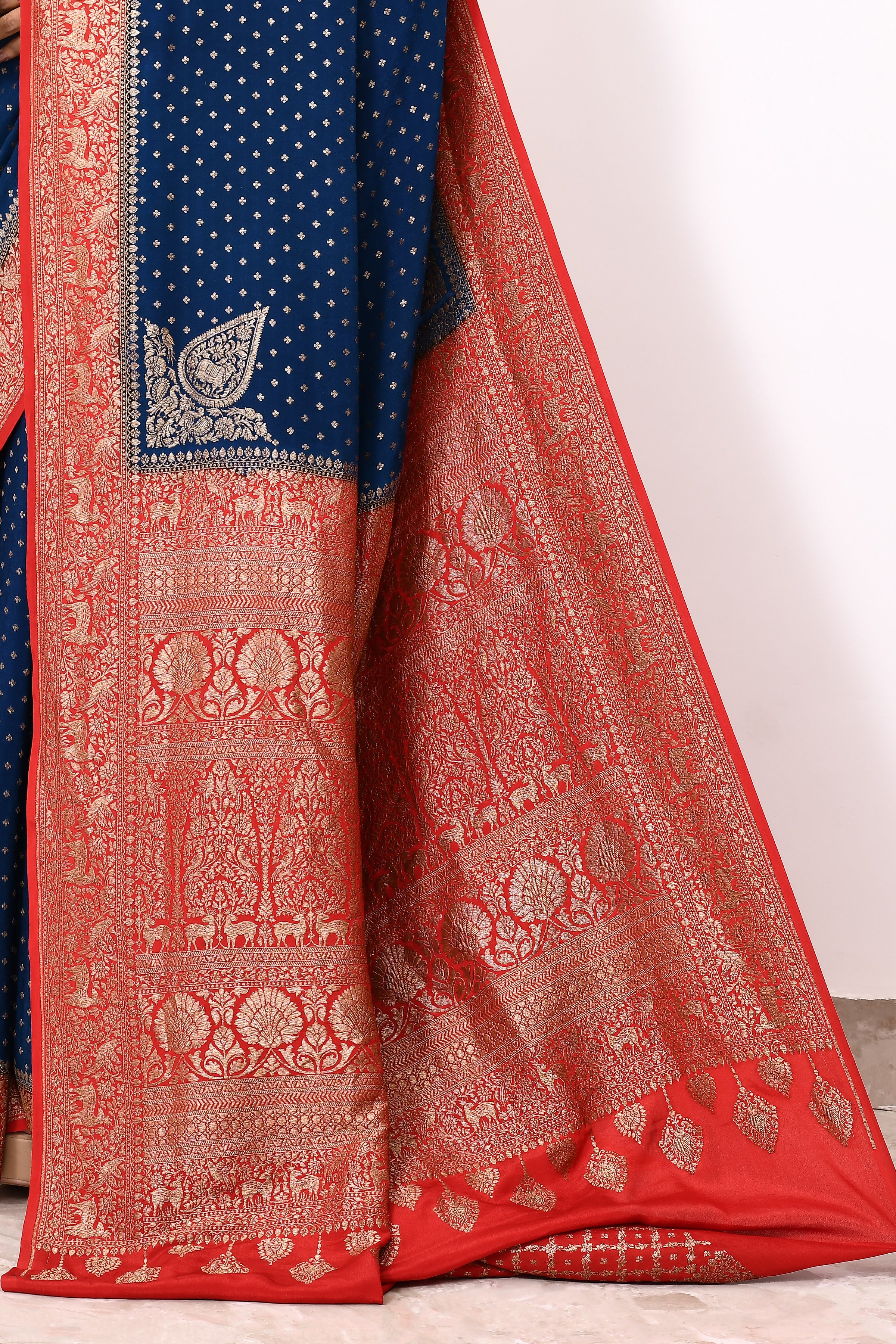 Blue Khaddi Silk Handwoven Banaras Saree